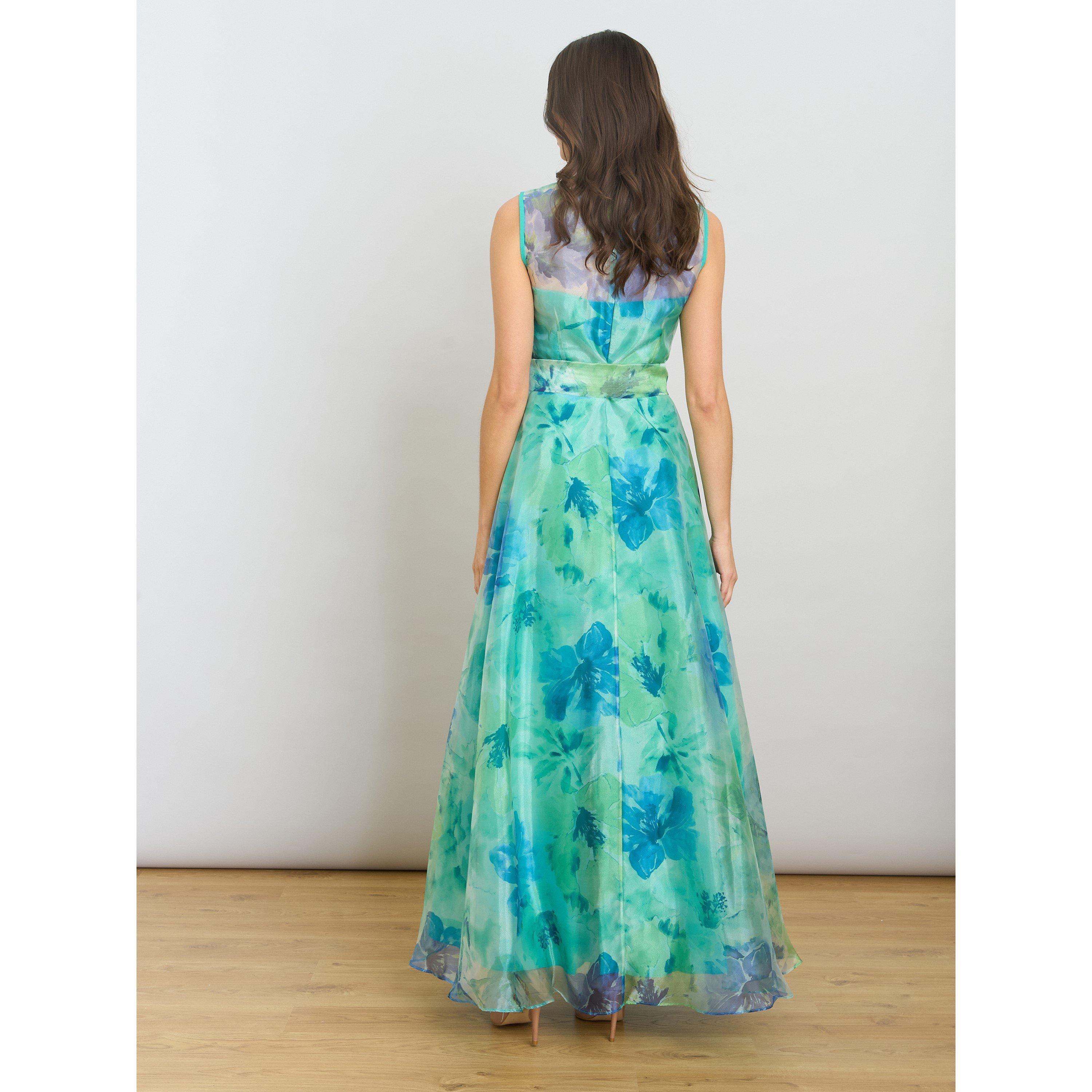Green - Gina Bacconi - Amy Printed Organza Maxi Dress - 3