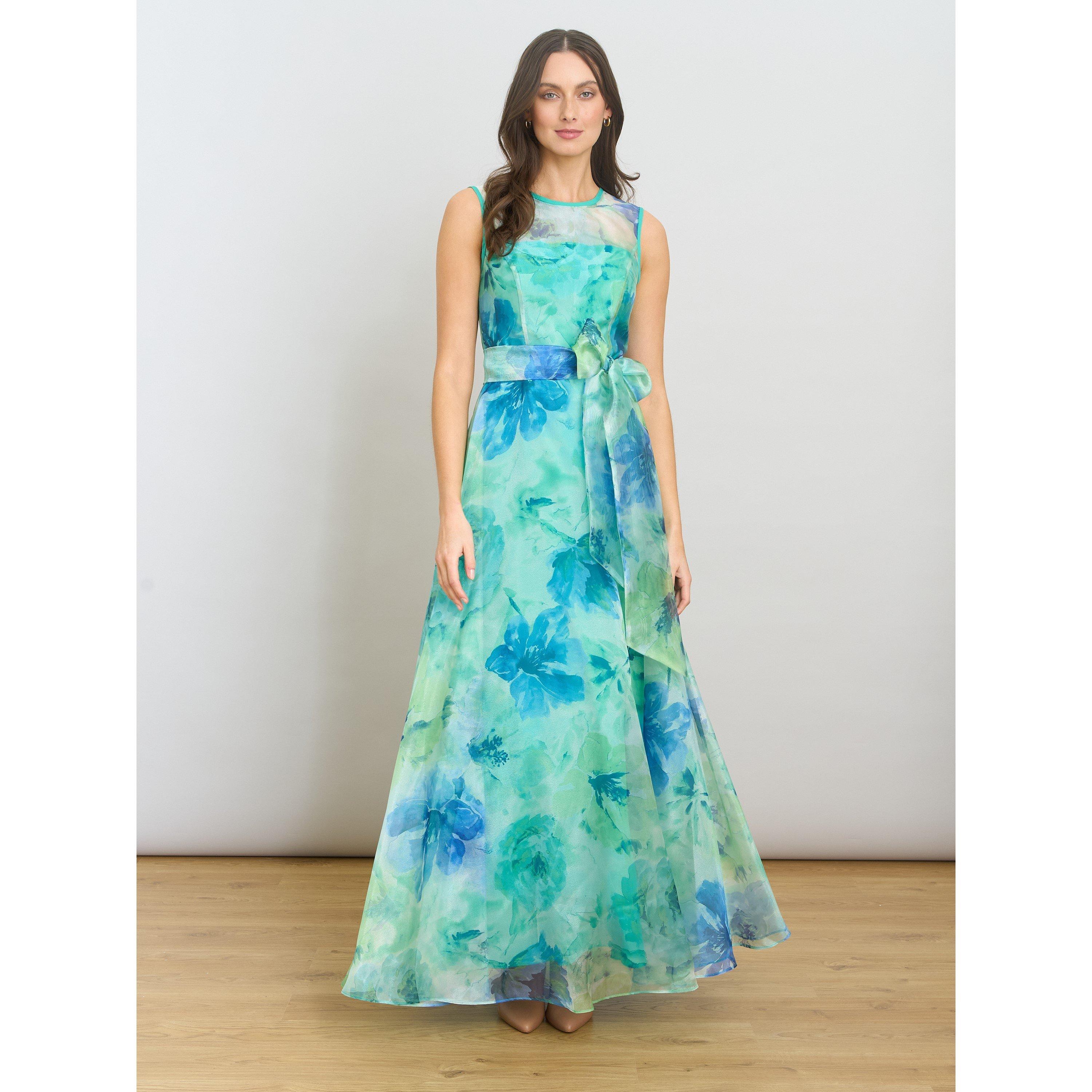 Green - Gina Bacconi - Amy Printed Organza Maxi Dress - 4