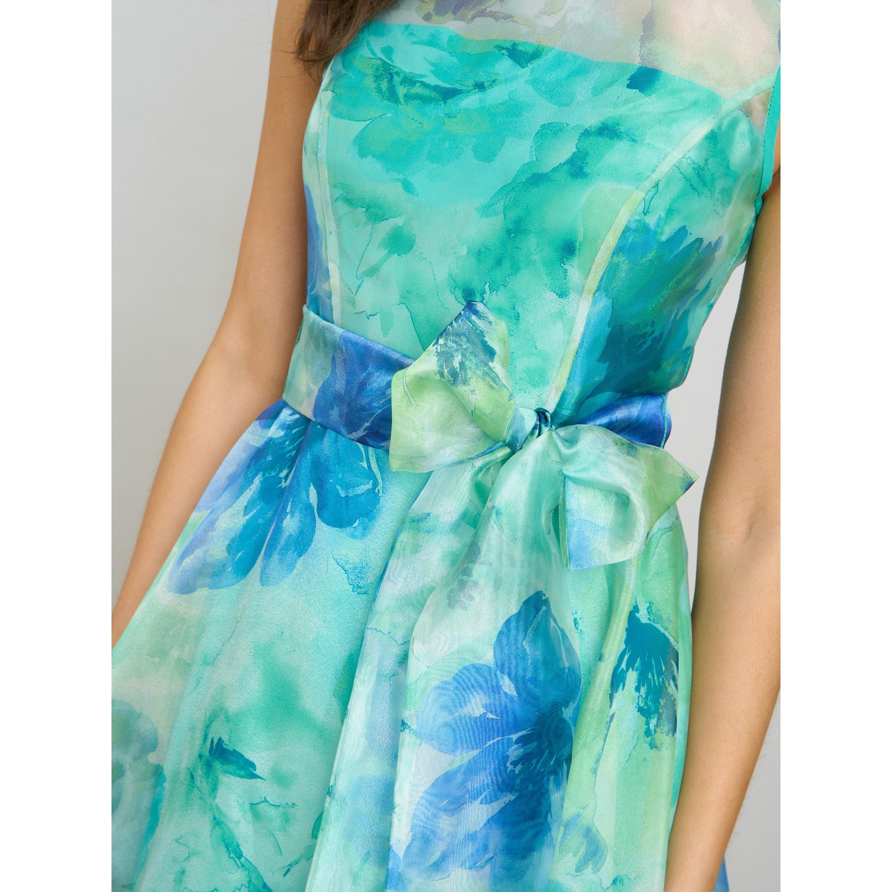 Green - Gina Bacconi - Amy Printed Organza Maxi Dress - 5