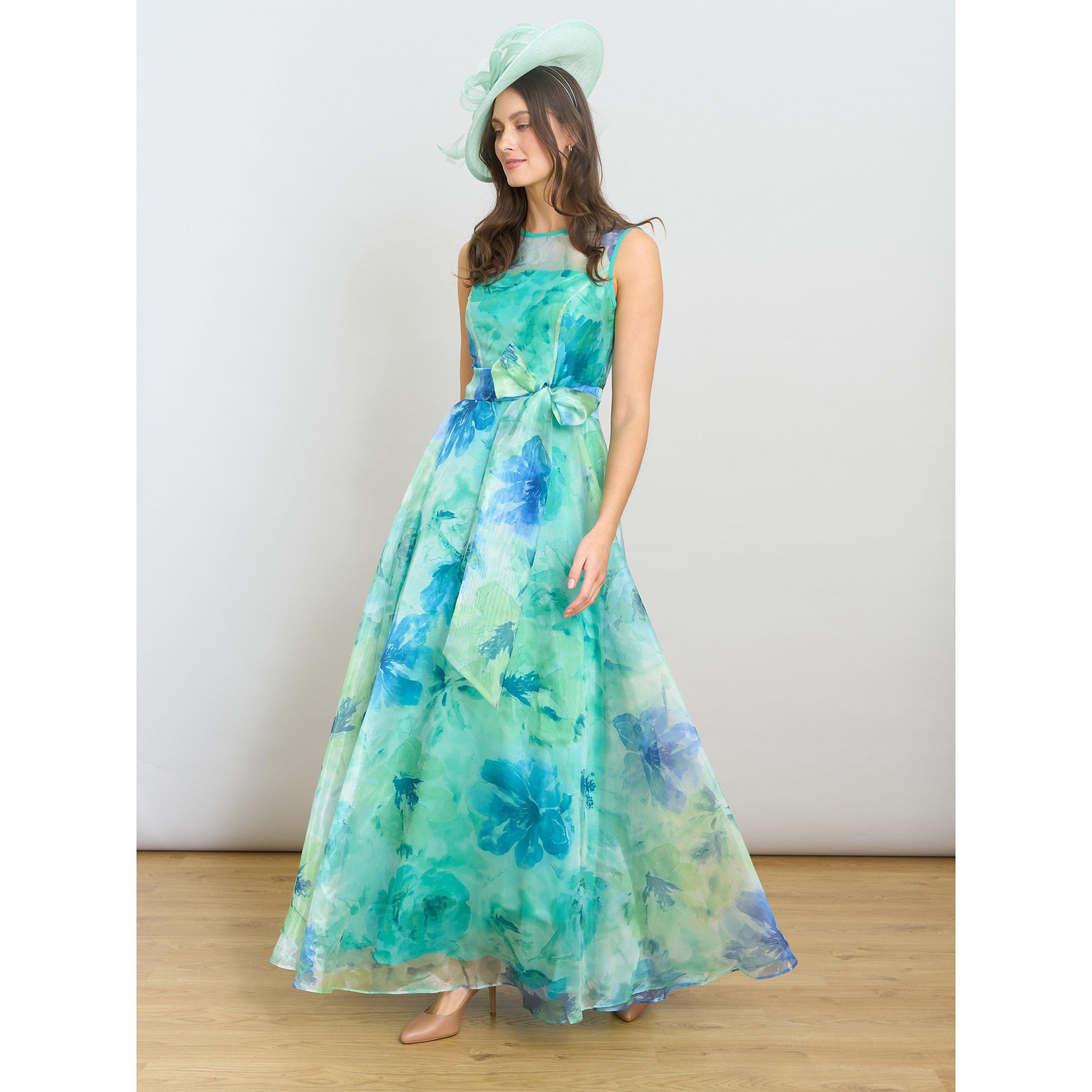 Green - Gina Bacconi - Amy Printed Organza Maxi Dress - 7