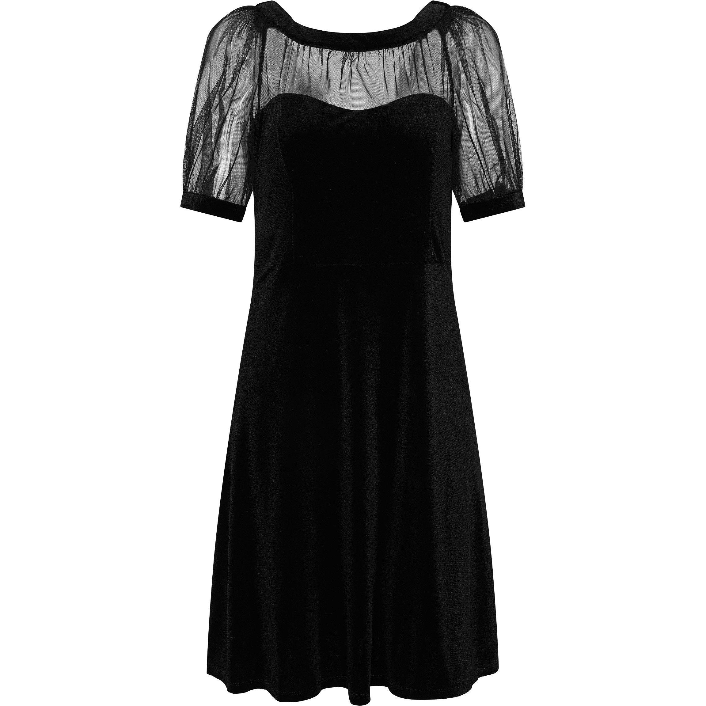 Black - Gina Bacconi - Capri Velvet Dress With Sheer Shoulders - 1