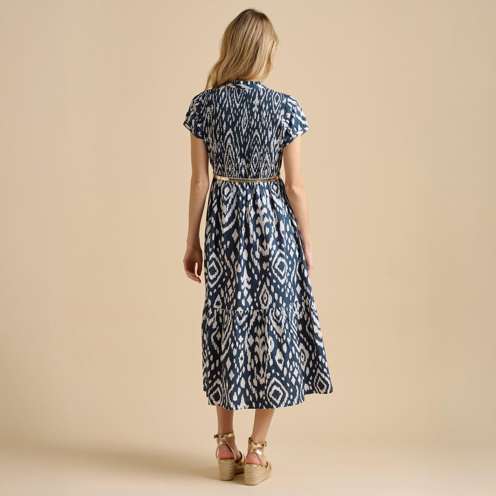 Navy - Brakeburn - Ikat Maxi Shirt Dress - 2