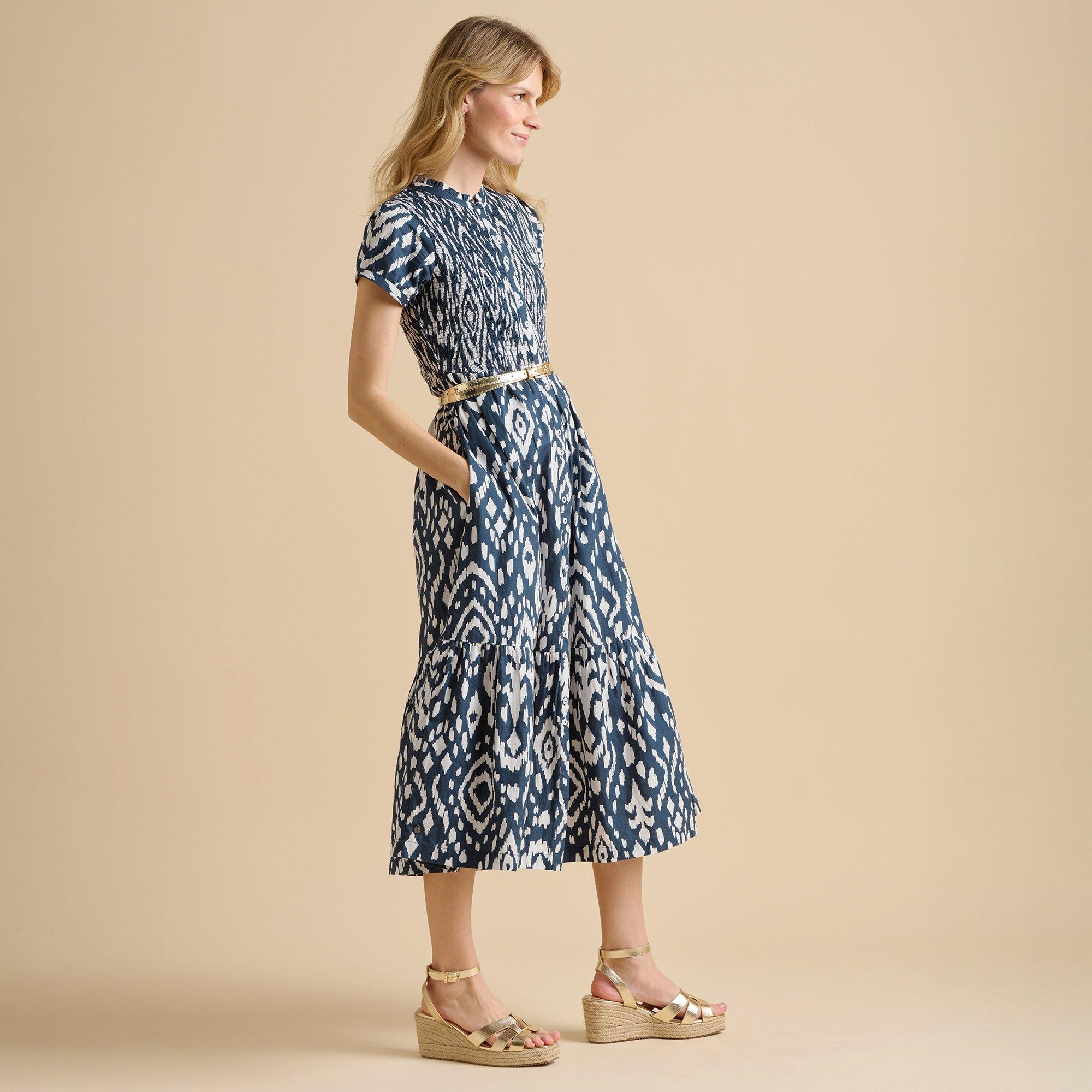 Navy - Brakeburn - Ikat Maxi Shirt Dress - 4