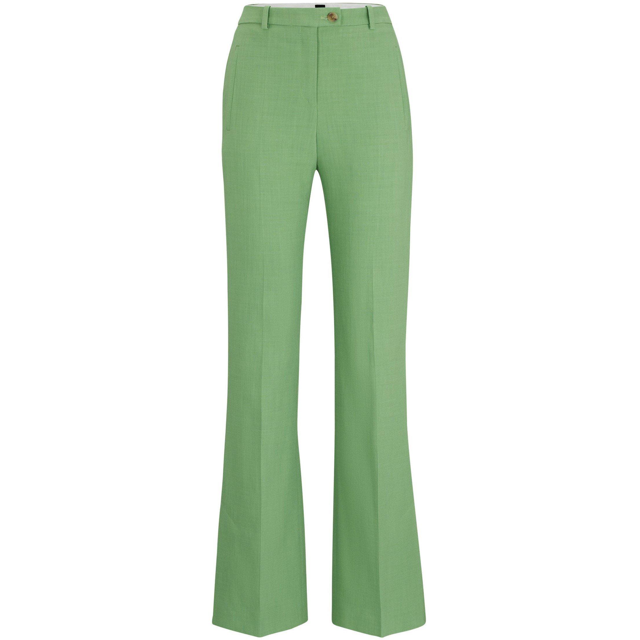 Green - Boss - Terela Slim-Fit Flared Trousers - 4
