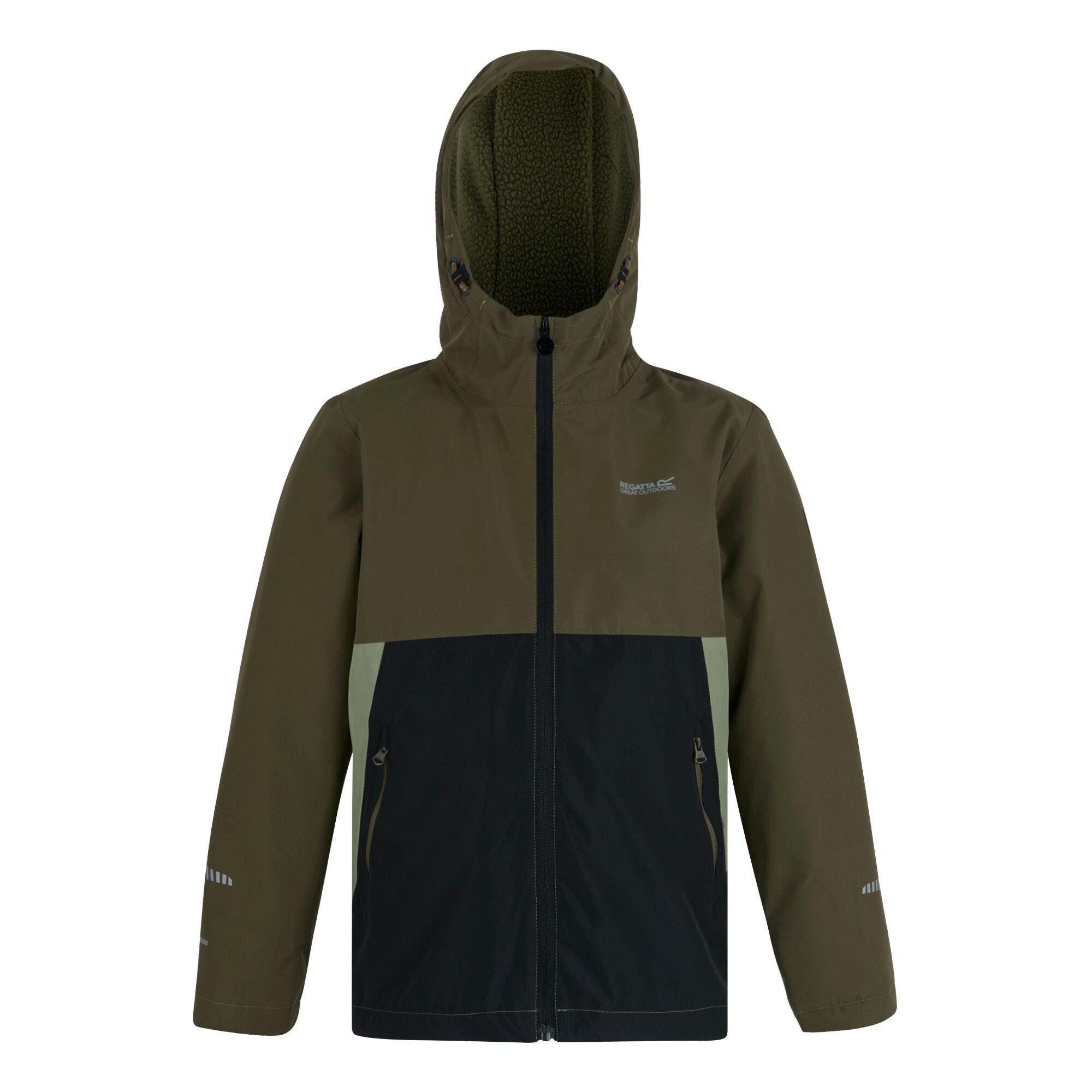 Olive Green - Regatta - Unisex Kids Hillain Warm Lined Reflective Hooded Jacket - 6