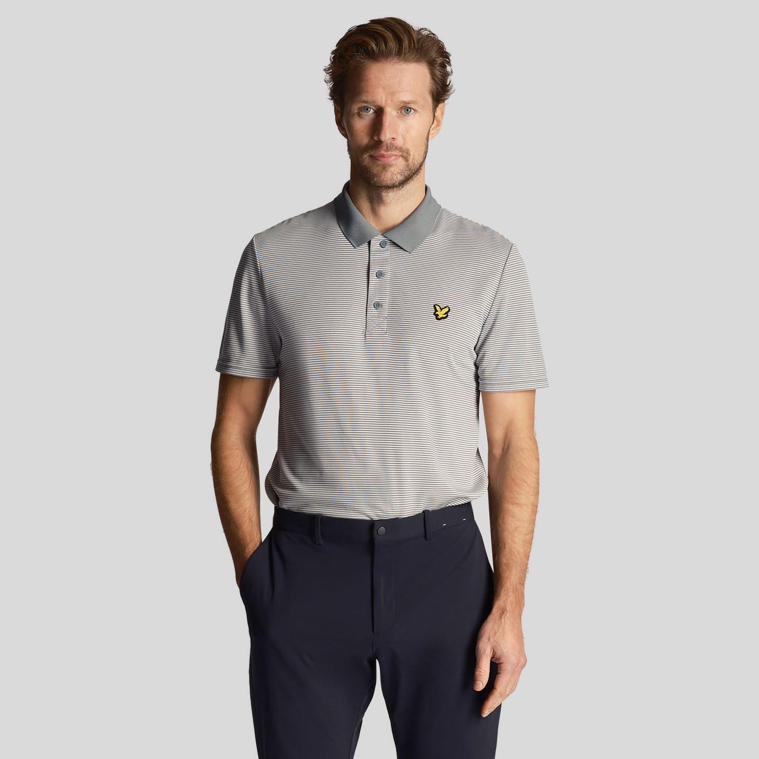 Blue - Lyle and Scott - Golf Microstripe Polo Shirt - 1