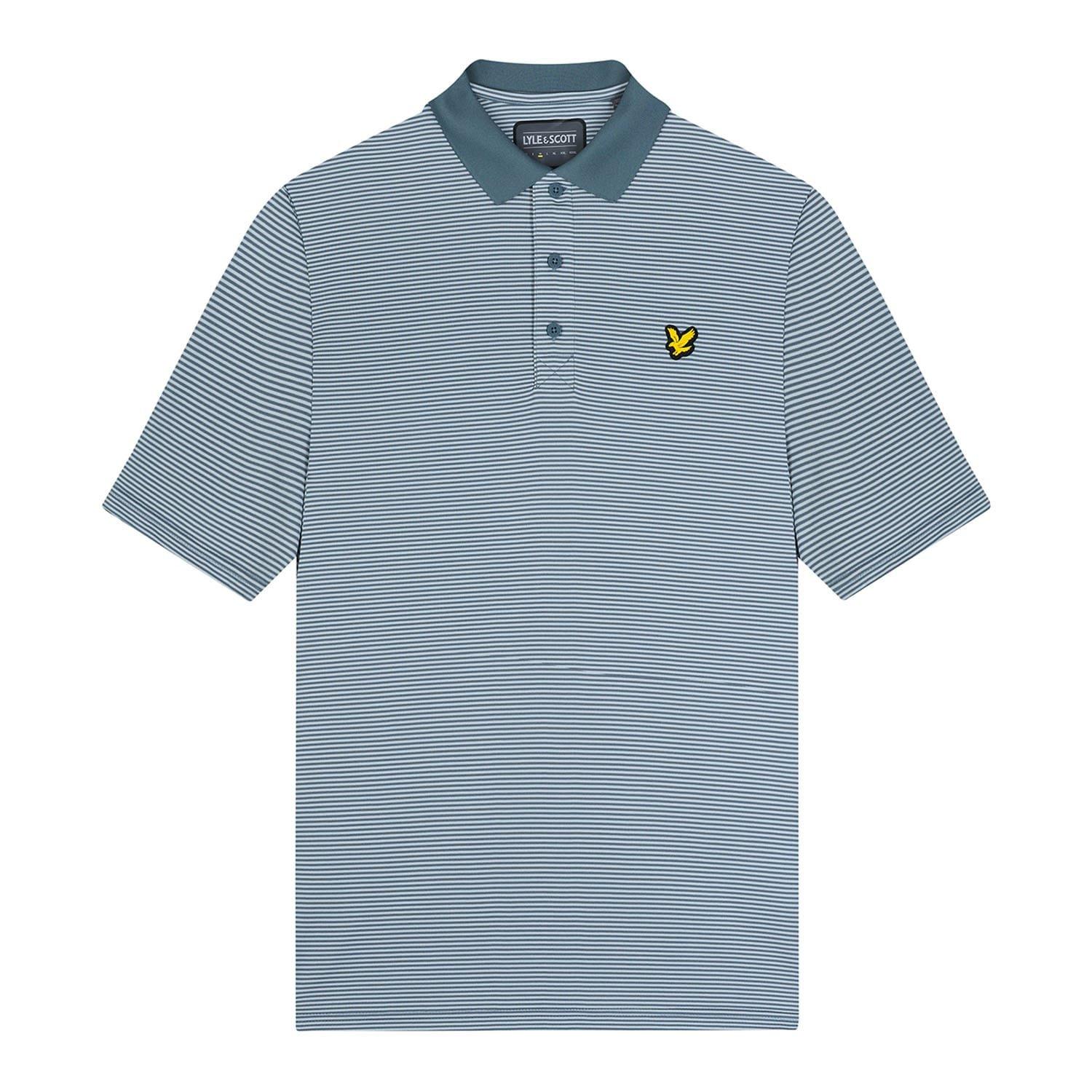 Blue - Lyle and Scott - Golf Microstripe Polo Shirt - 5
