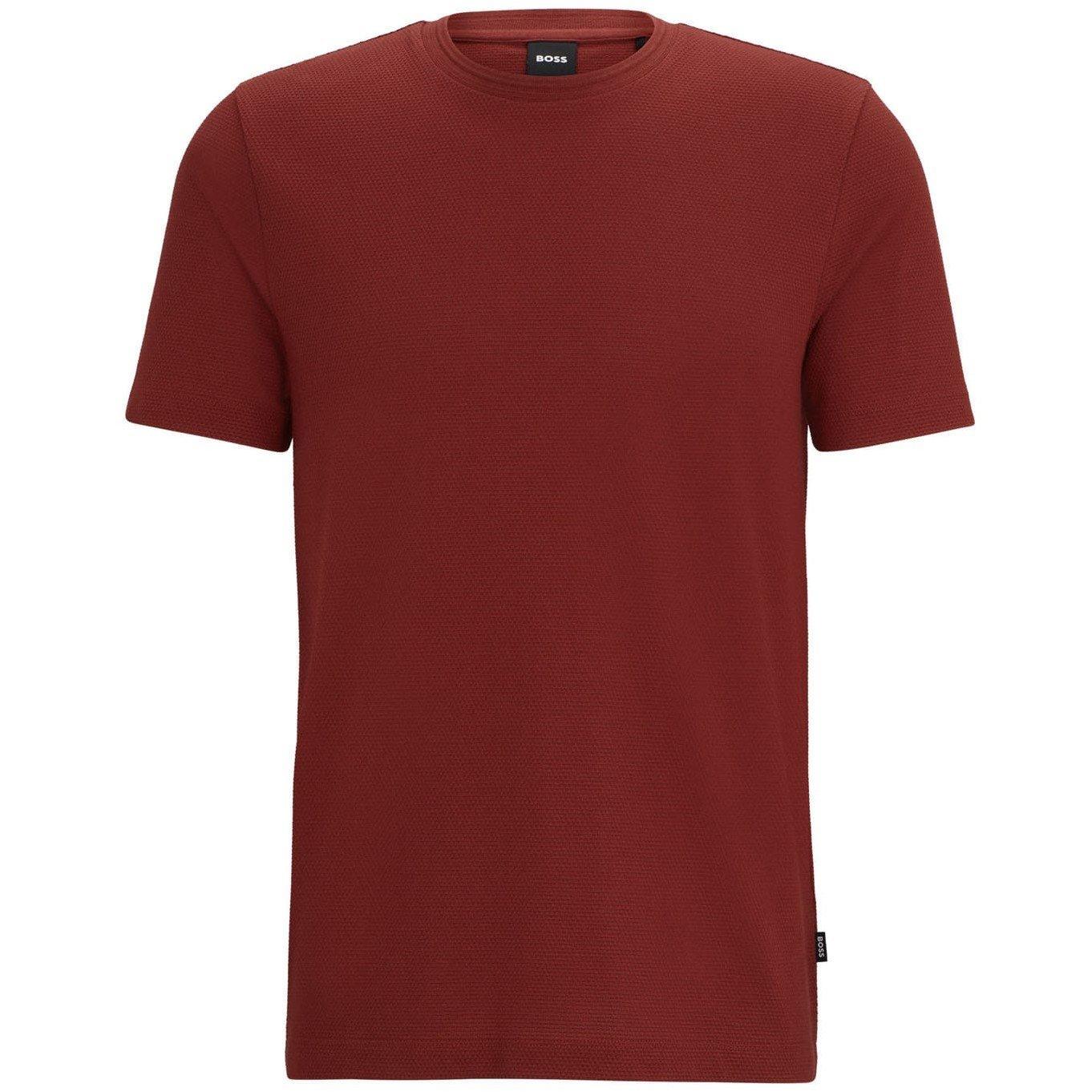 Brown - Boss - Tiburt Bubble Jacquard Structure T-Shirt