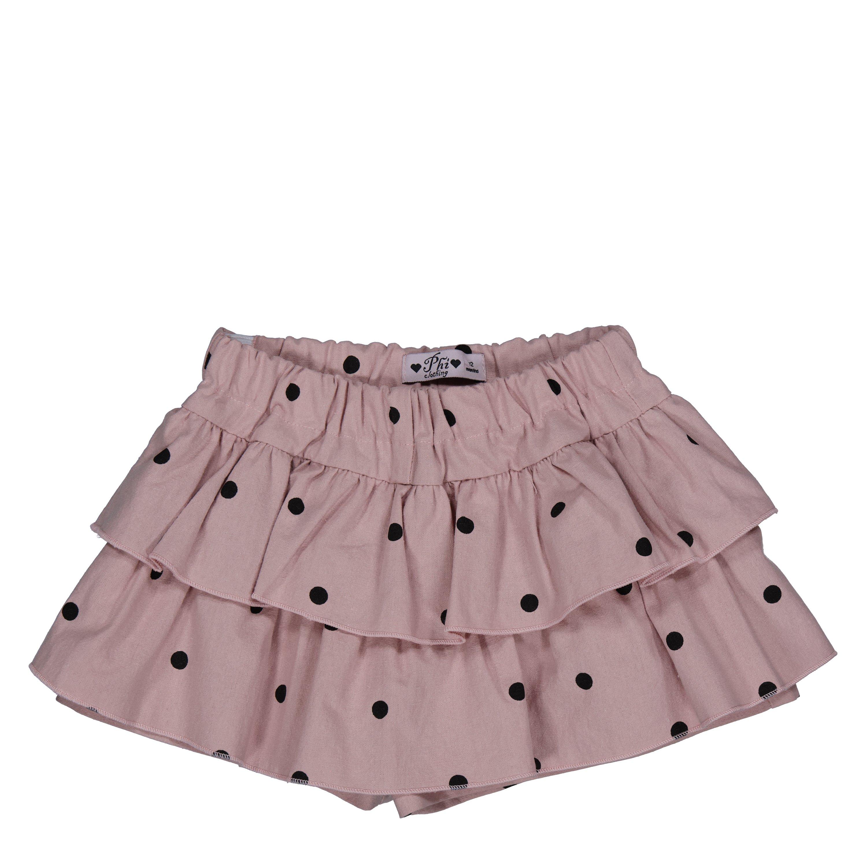Pink/Black - Phi - Kids' Dot Frill Jersey Skirt - 1