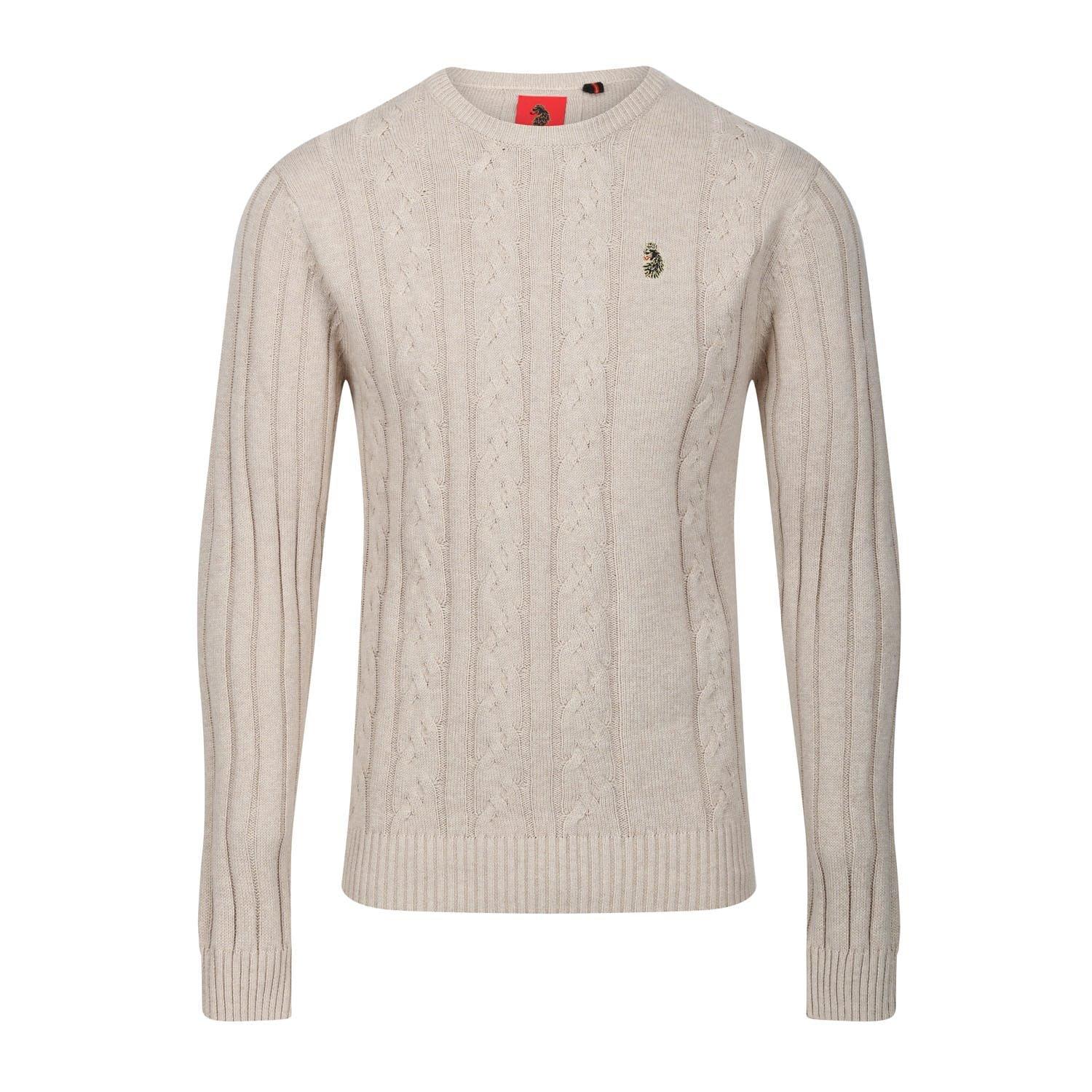 Beige - Luke 1977 - Modern Cable Knit Jumper - 3