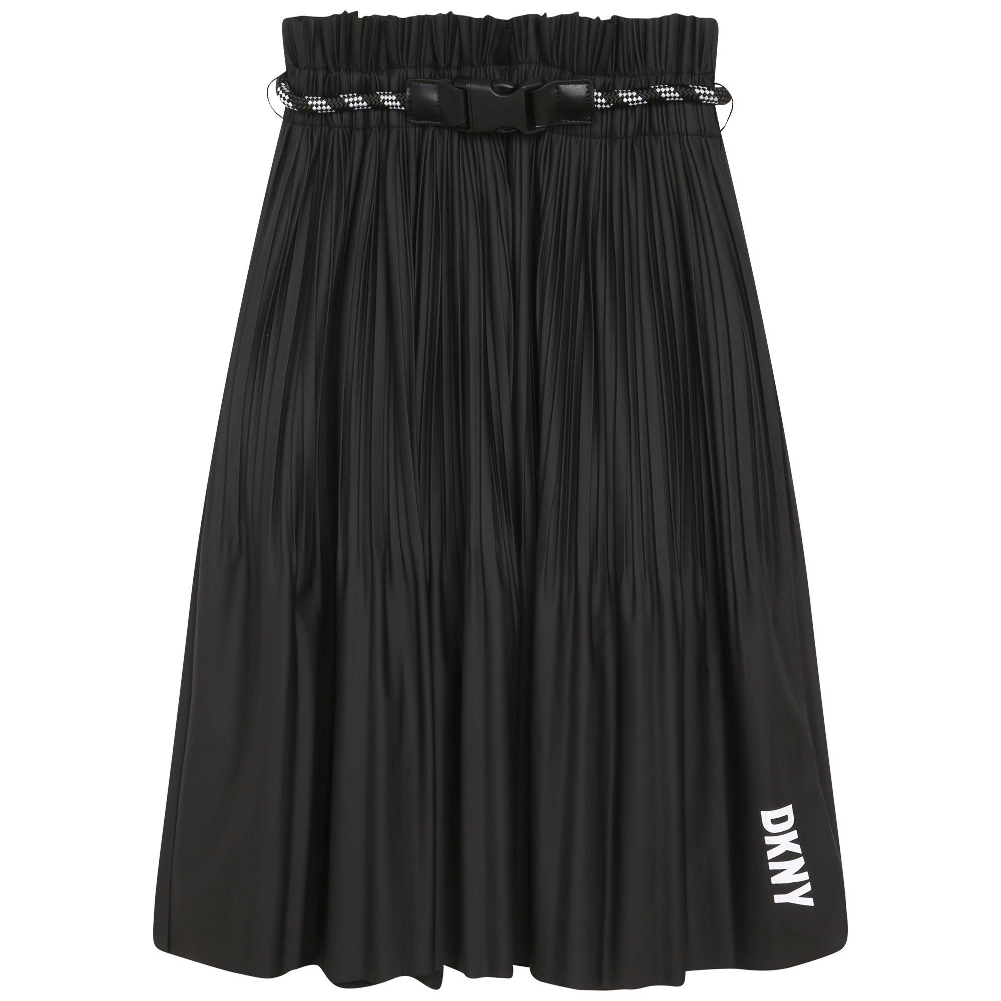 DKNY Kids' Belted A-Line Skirt - Black 09B - Size 12Y