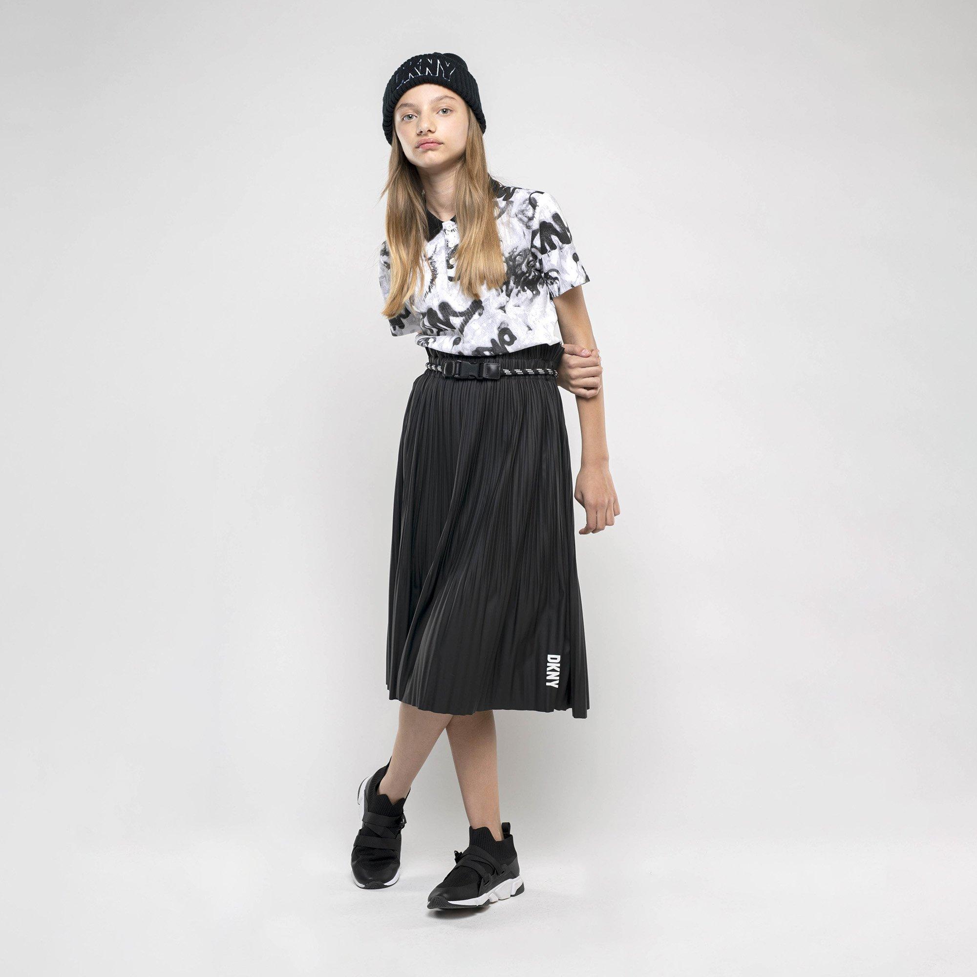 Black 09B - DKNY - Kids' Belted A-Line Skirt - 2