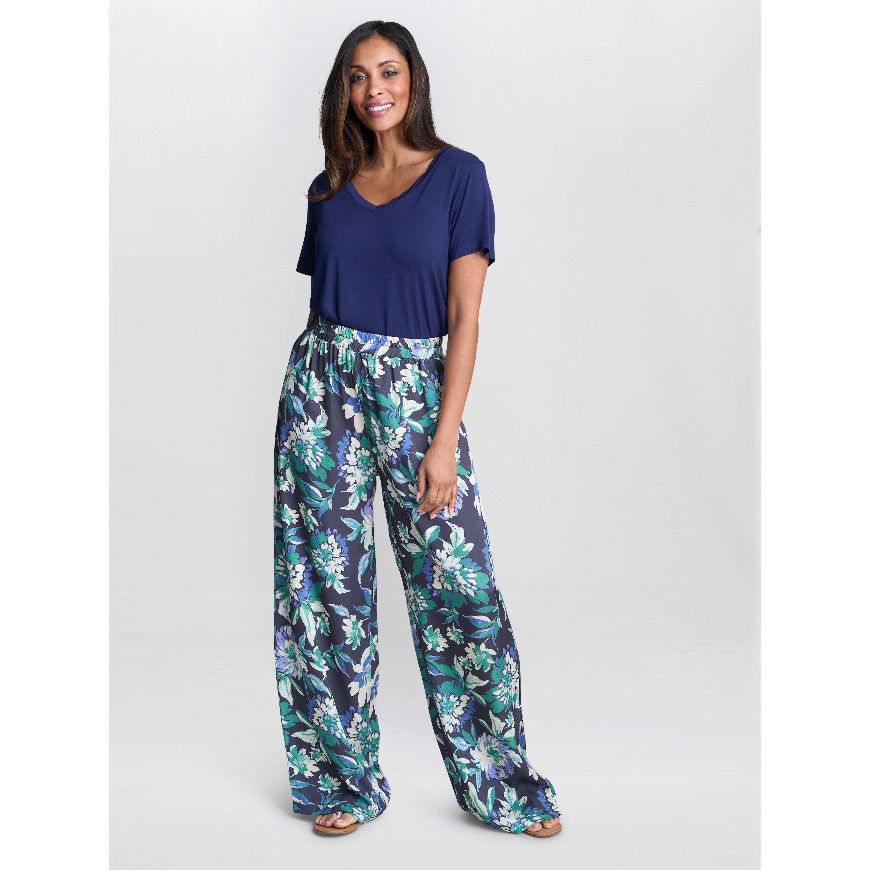 Blue - Gina Bacconi - QUINN Satin Pull On Wide Leg Trouser - 3