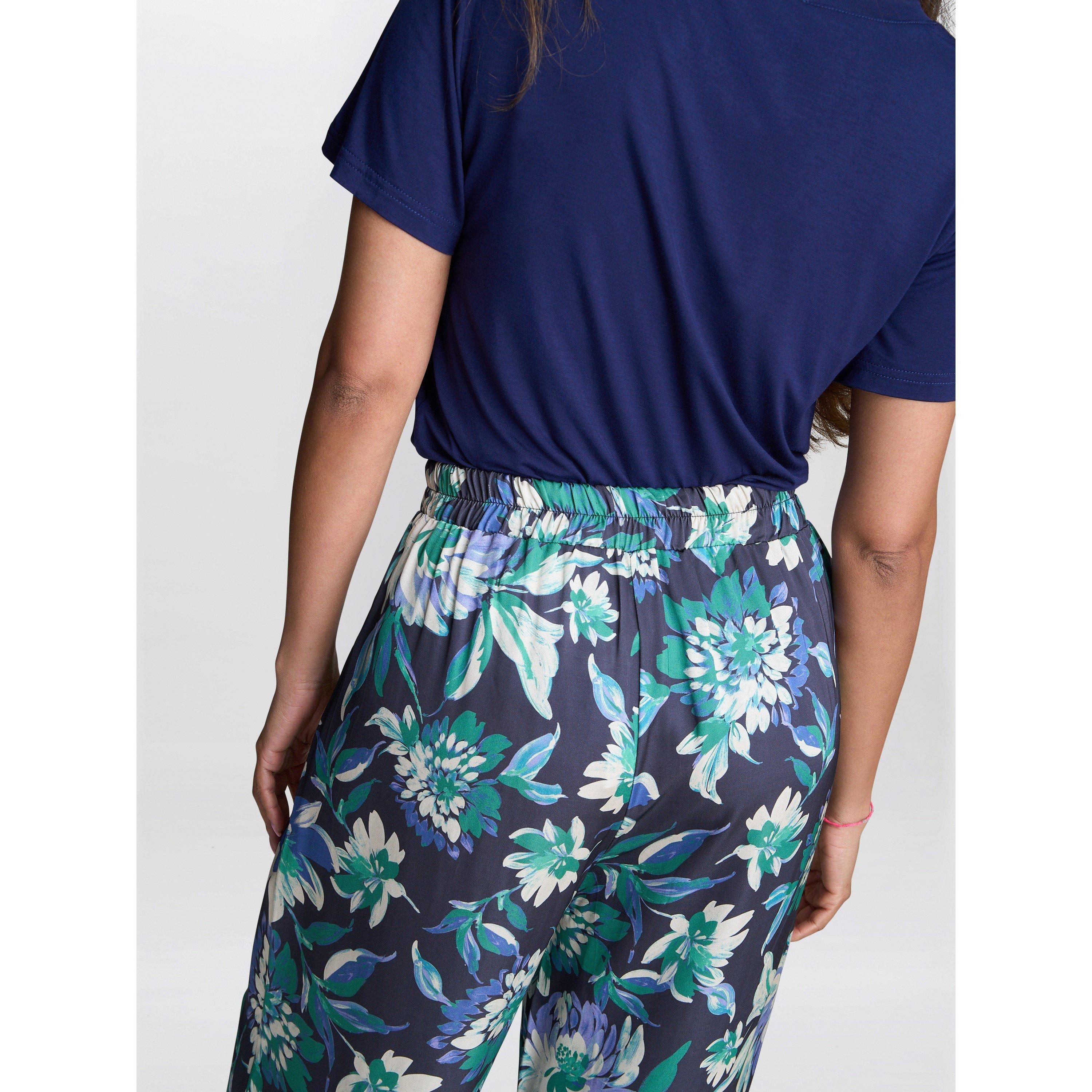 Blue - Gina Bacconi - QUINN Satin Pull On Wide Leg Trouser - 6