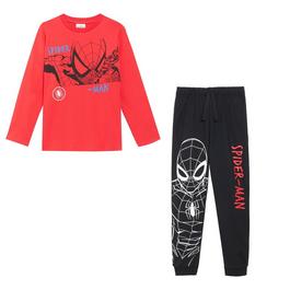 Character Boys Spiderman Long Sleeve T Shirt and Jogger Set Red Black