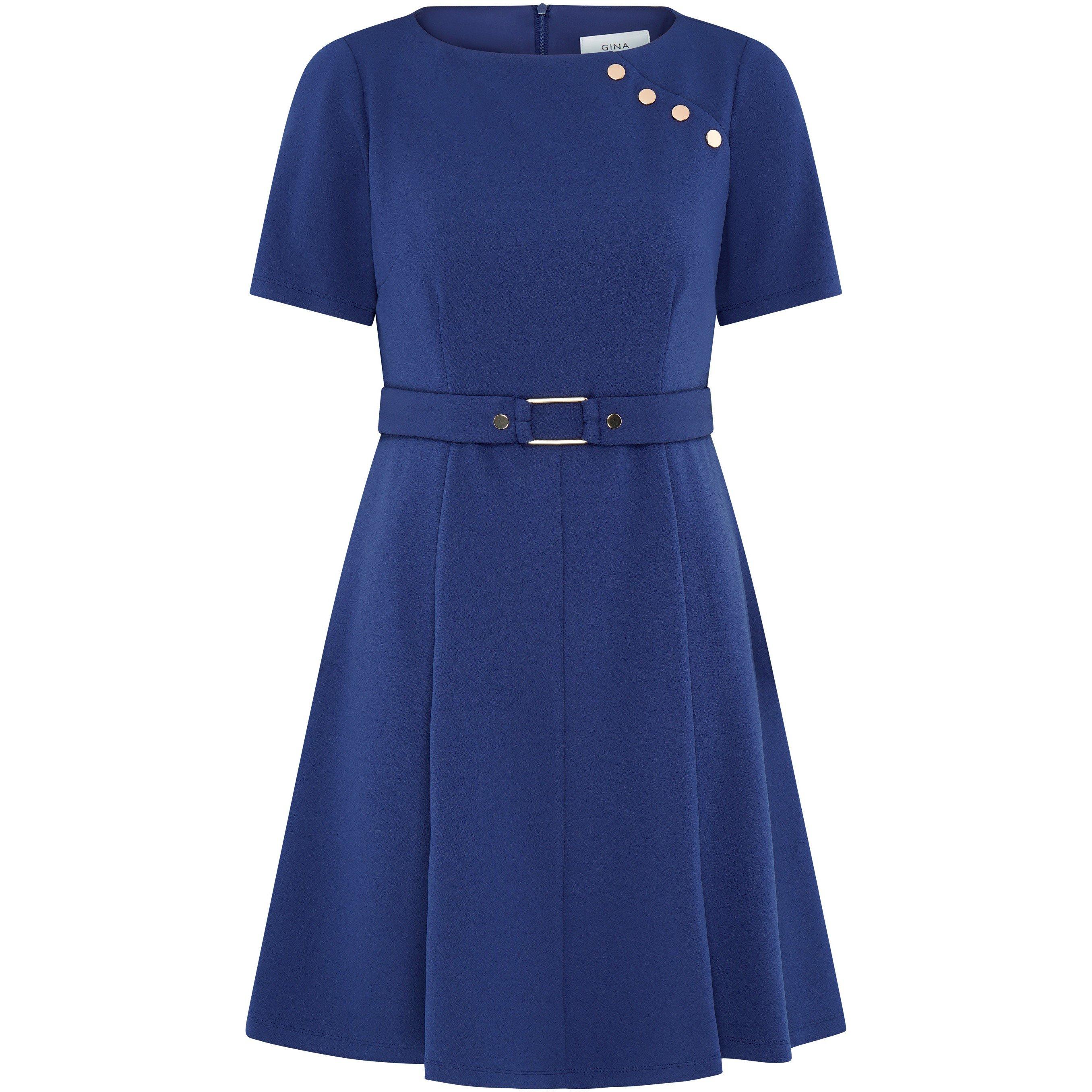Light Navy - Gina Bacconi - Elise Belted Shift Dress - 1