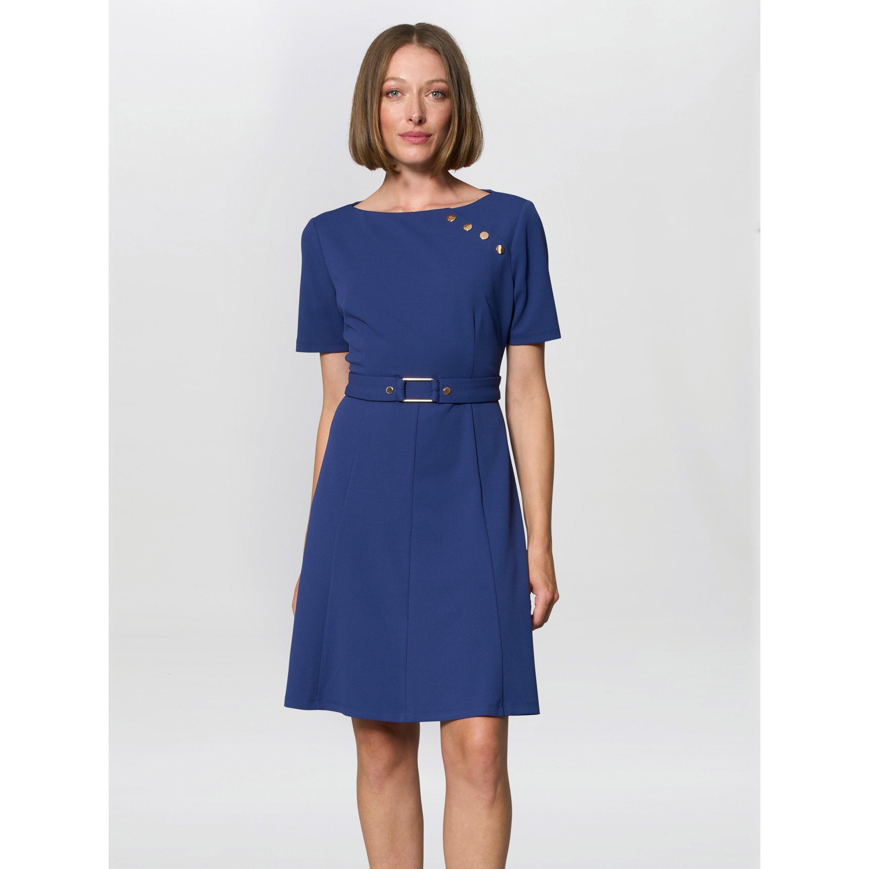 Light Navy - Gina Bacconi - Elise Belted Shift Dress - 2