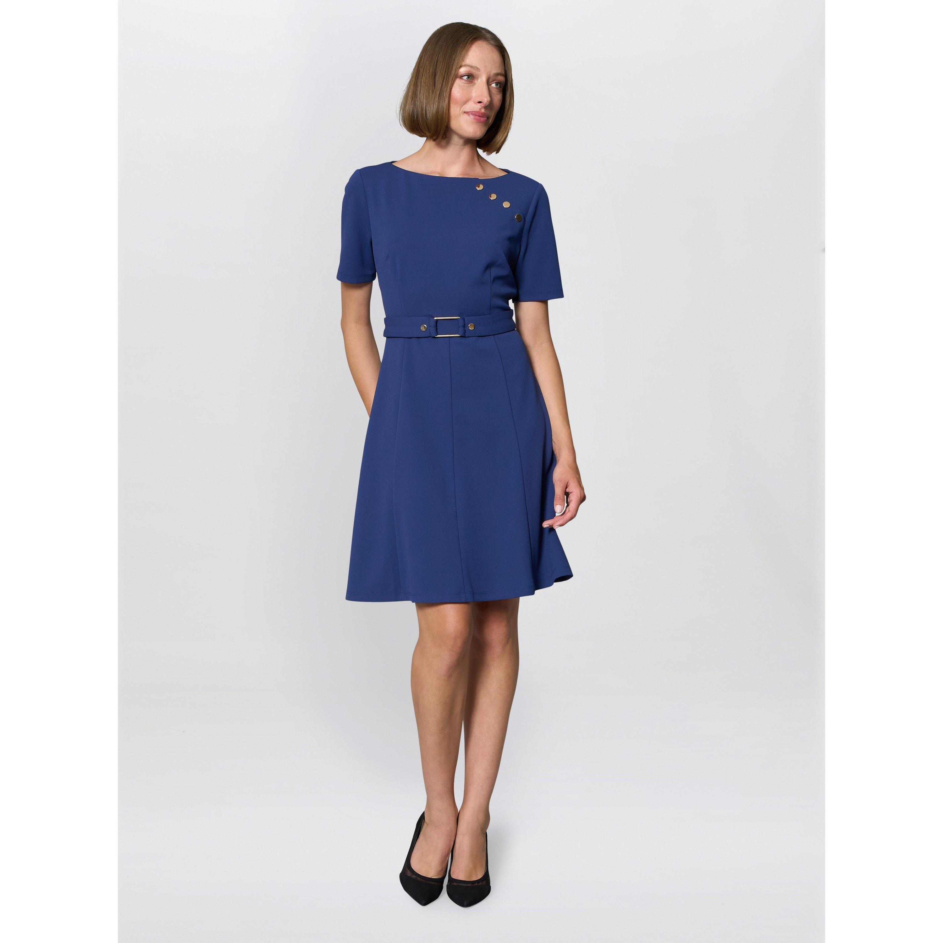 Light Navy - Gina Bacconi - Elise Belted Shift Dress - 4