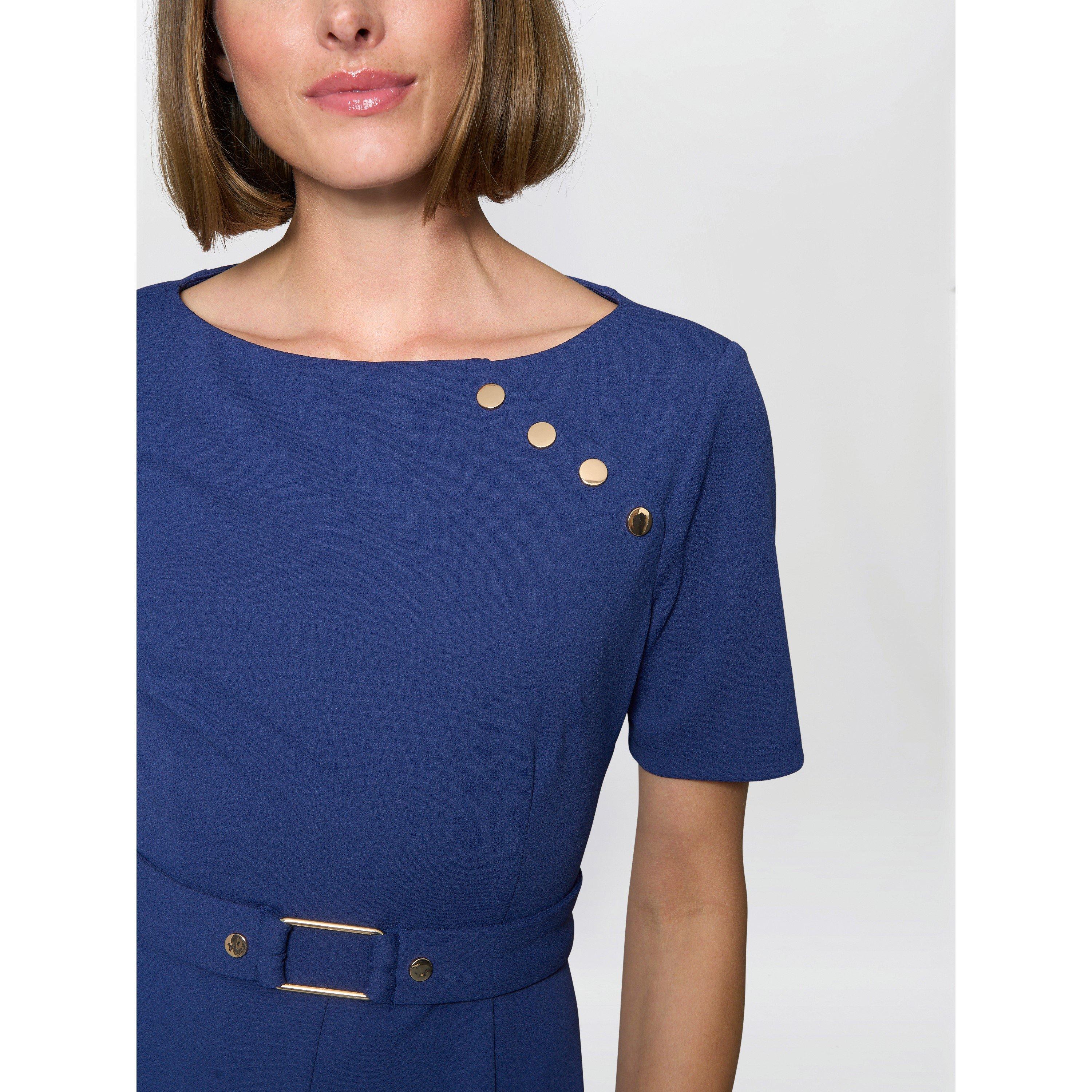 Light Navy - Gina Bacconi - Elise Belted Shift Dress - 5