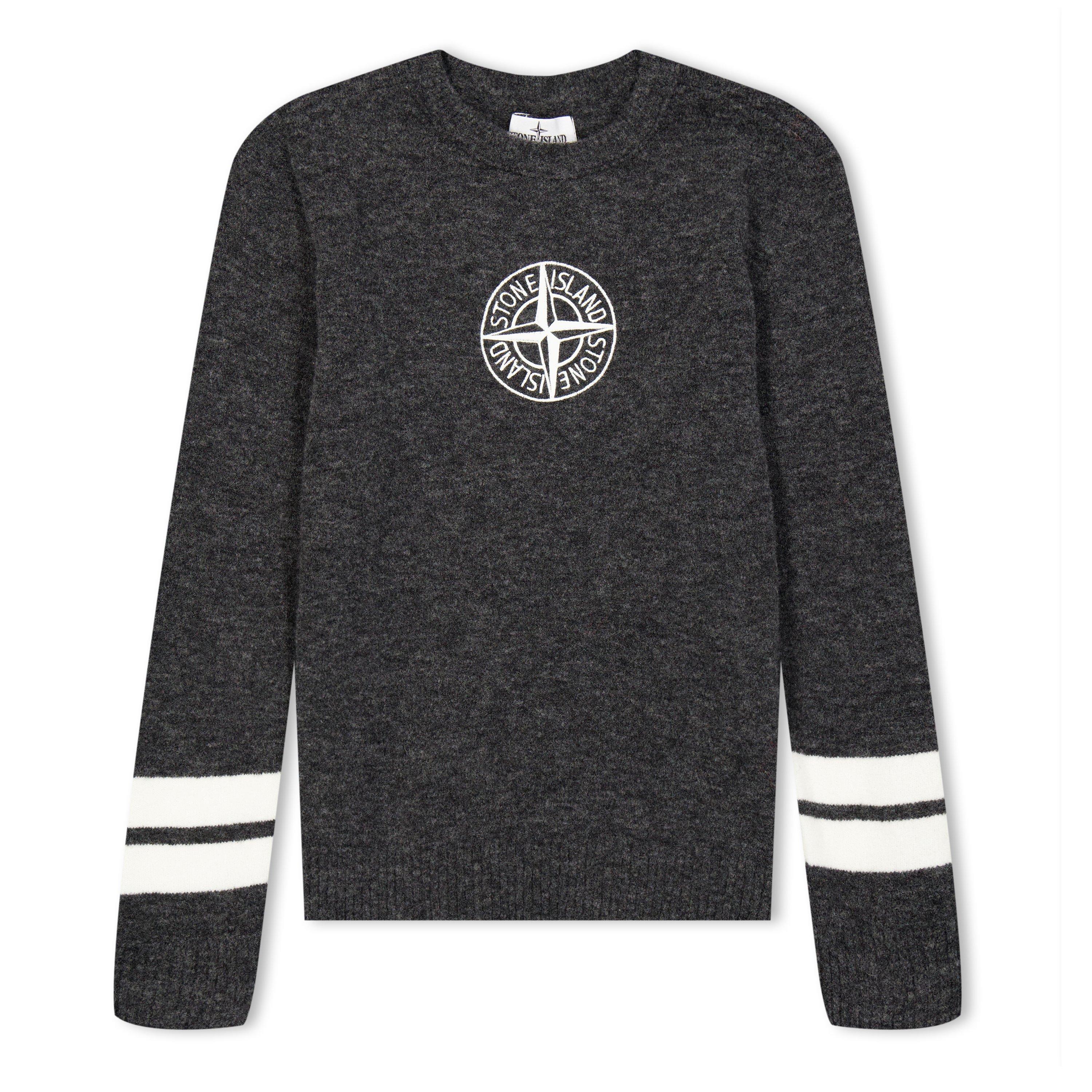 Grey Mel V0M67 - Stone Island - Kids' Logo Knitted Crew Neck Jumper - 1