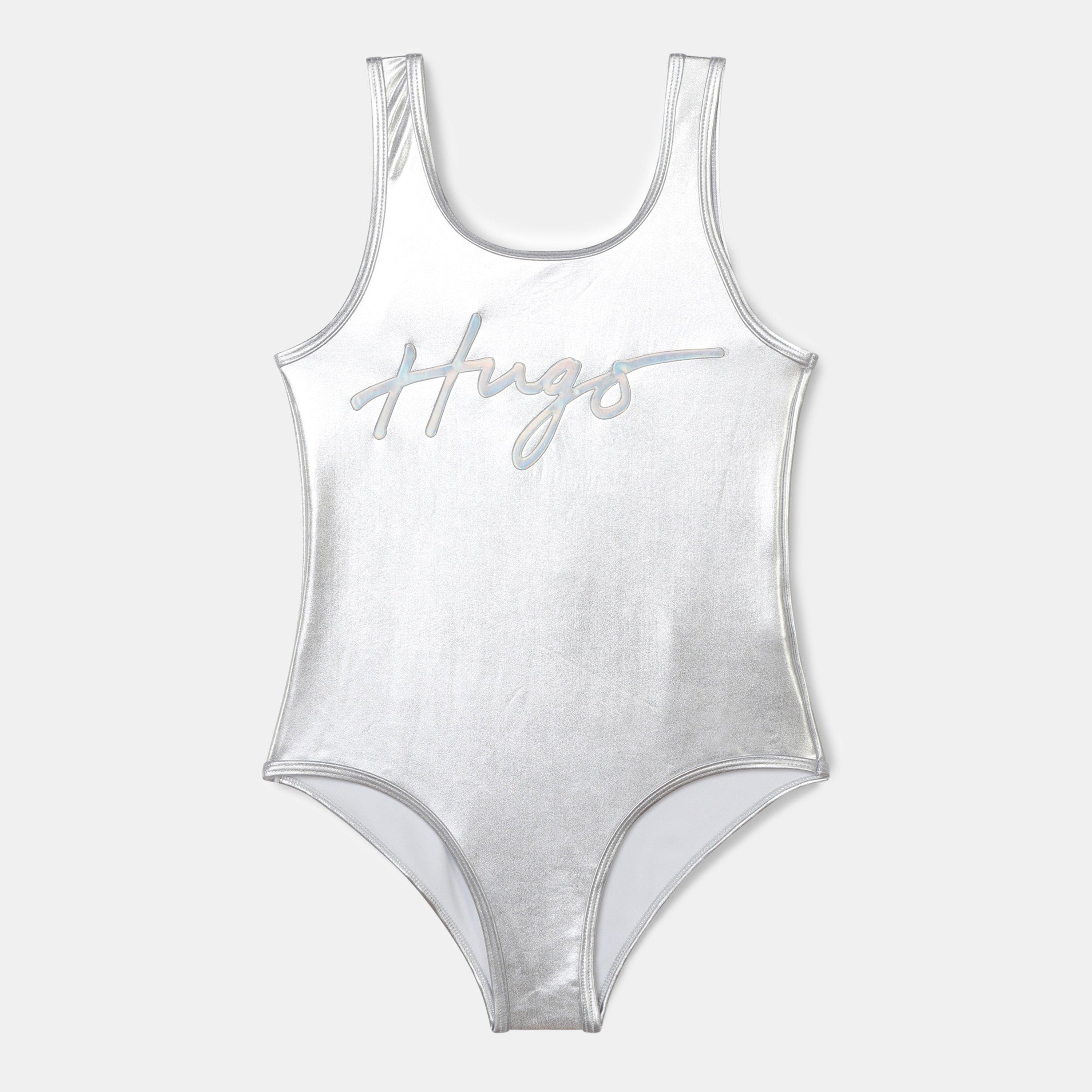 Lght Gry 016 - Hugo - Kids' Logo Scoop Neck Swimsuit - 1
