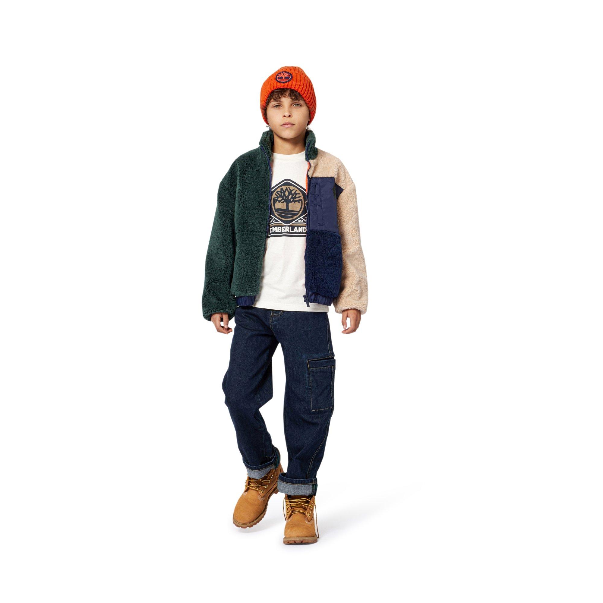 Dark Green - Timberland - Kids' Timb Fuzz Full-Zip Fleece - 4