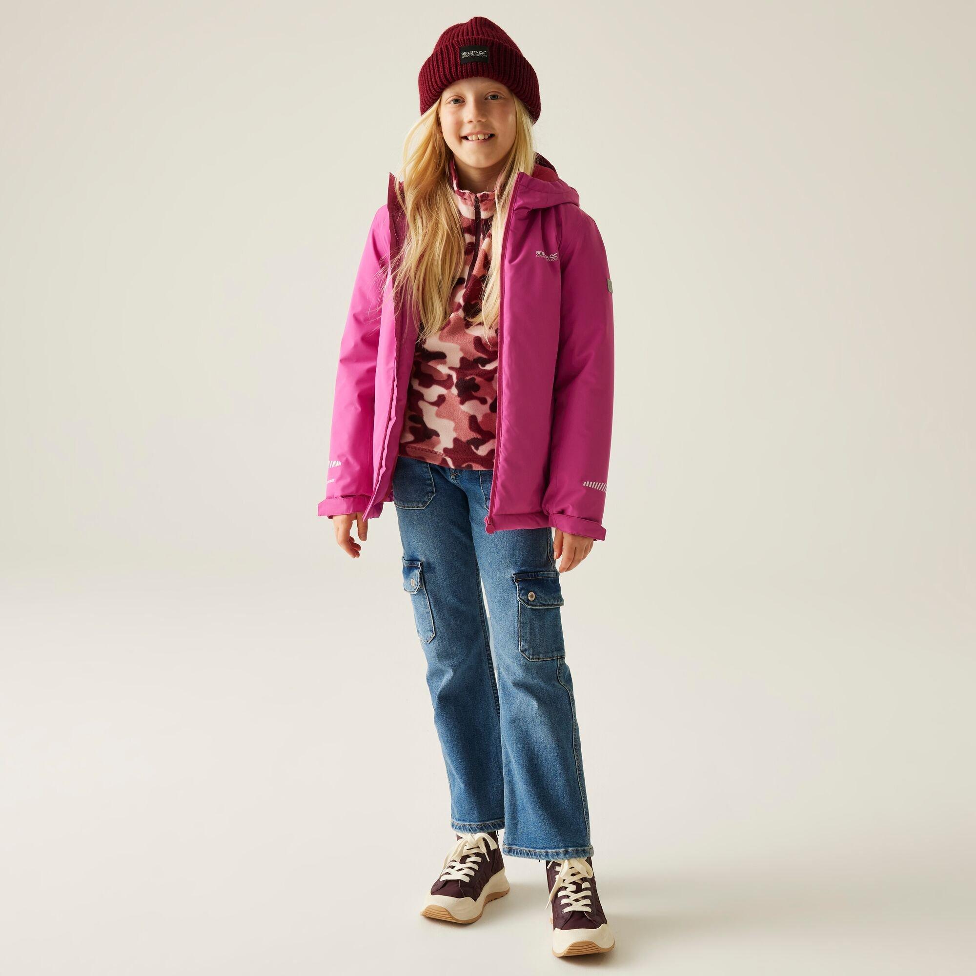 Raspberry Pink - Regatta - Kids Hurdle Insulated Waterproof Jacket - 3