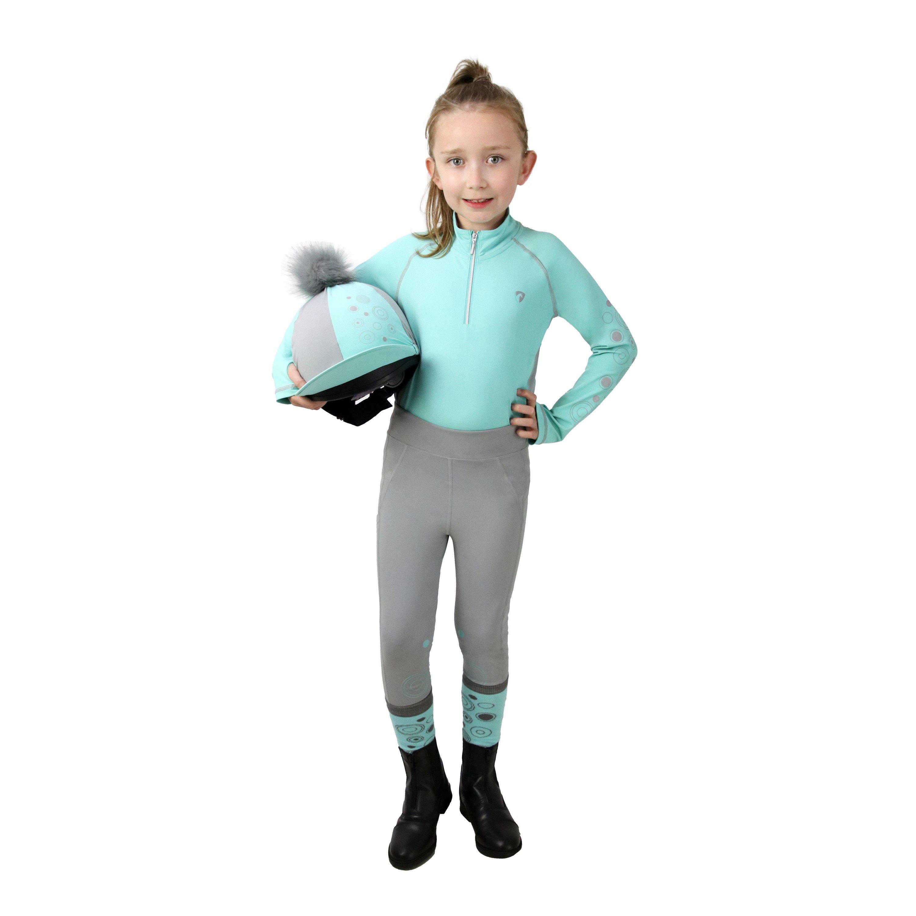 Mint/Grey - HY Equestrian - Unisex Kids' Leggings - 1