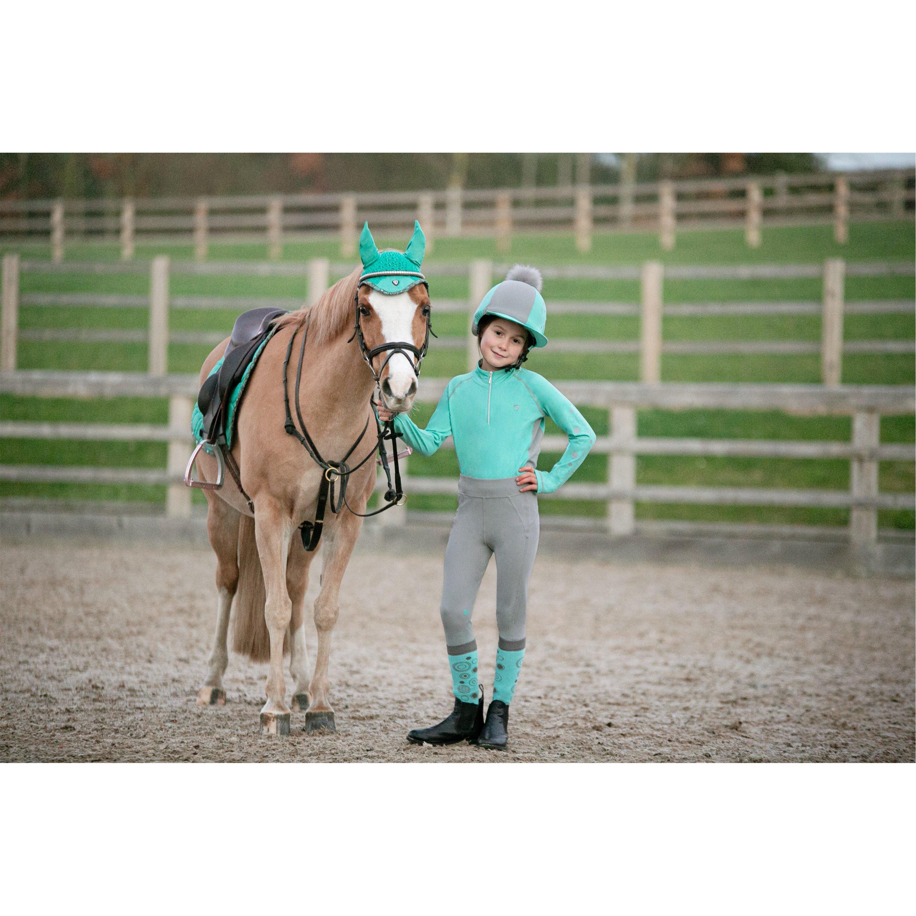 Mint/Grey - HY Equestrian - Kids' Leggings - 4