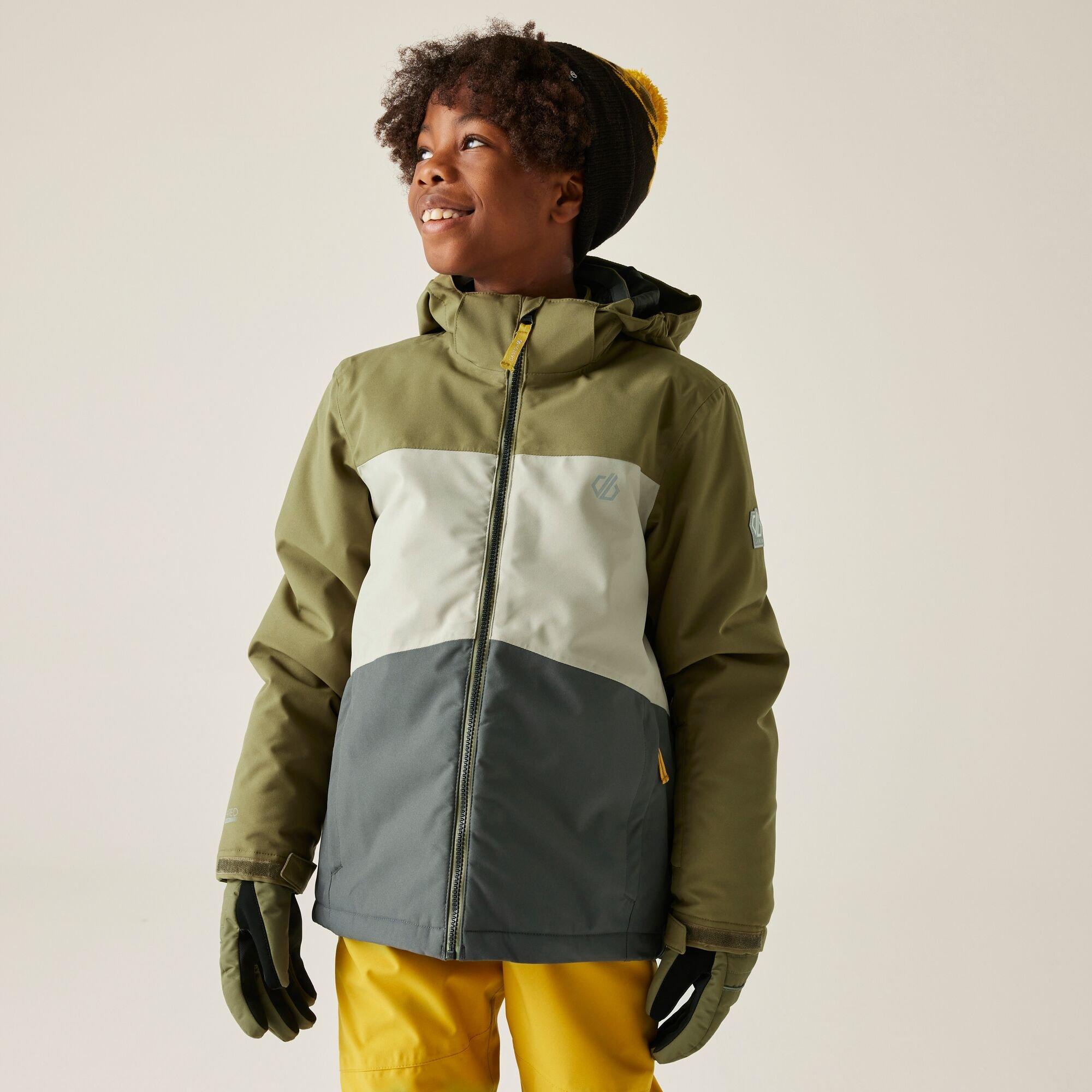 Olive Green - Dare 2b - Unisex Kids Send It! Ski Insulated Waterproof Jacket - 1