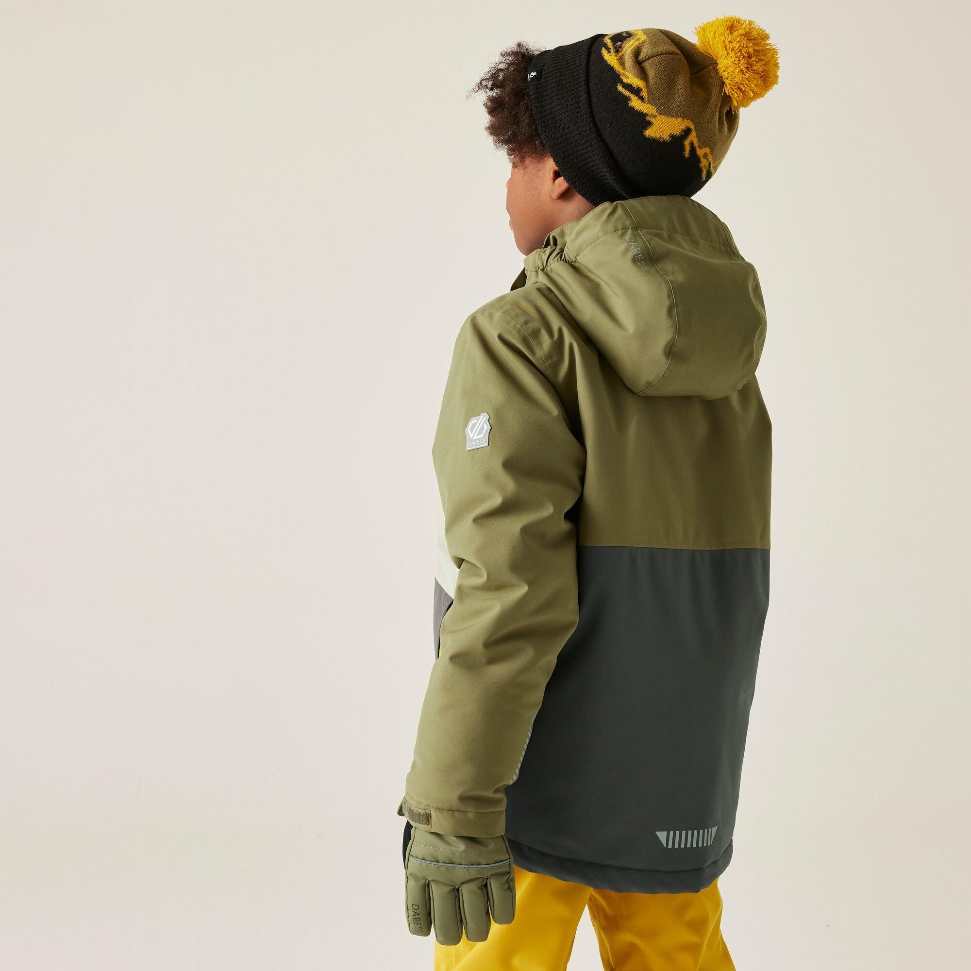 Olive Green - Dare 2b - Unisex Kids Send It! Ski Insulated Waterproof Jacket - 2
