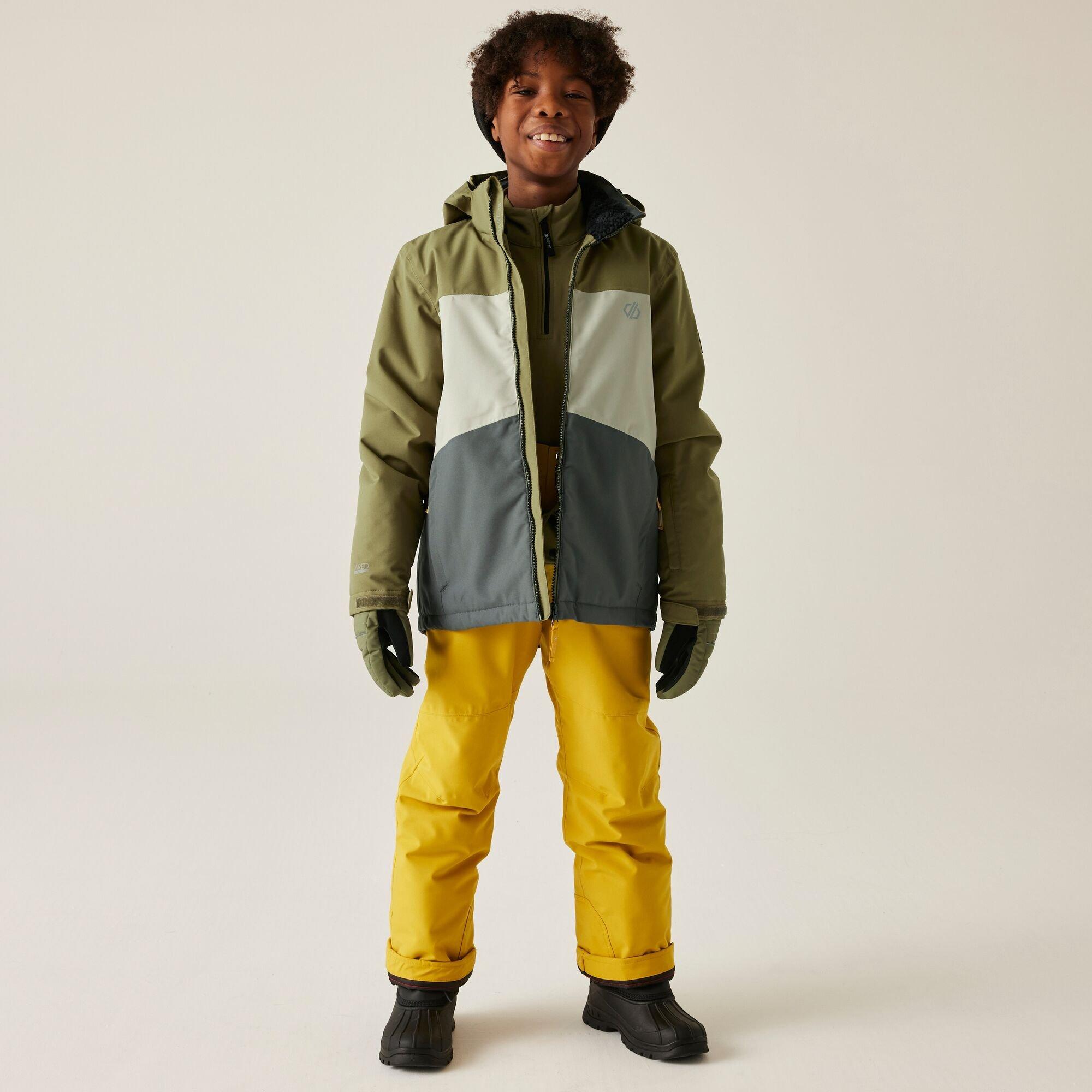 Olive Green - Dare 2b - Unisex Kids Send It! Ski Insulated Waterproof Jacket - 3