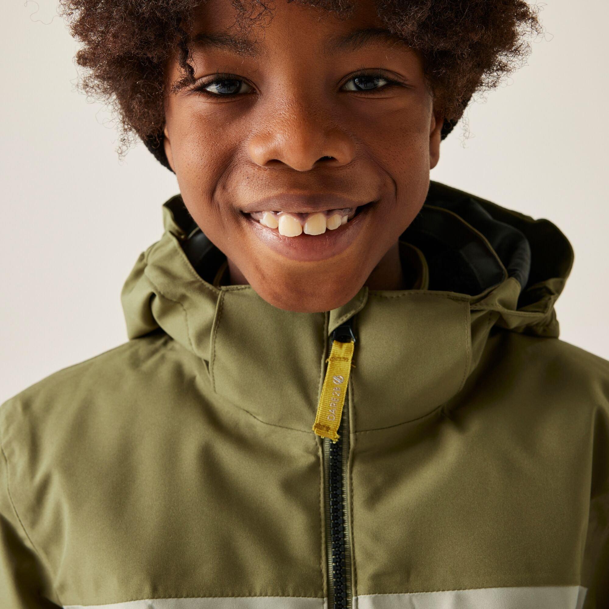 Olive Green - Dare 2b - Unisex Kids Send It! Ski Insulated Waterproof Jacket - 7
