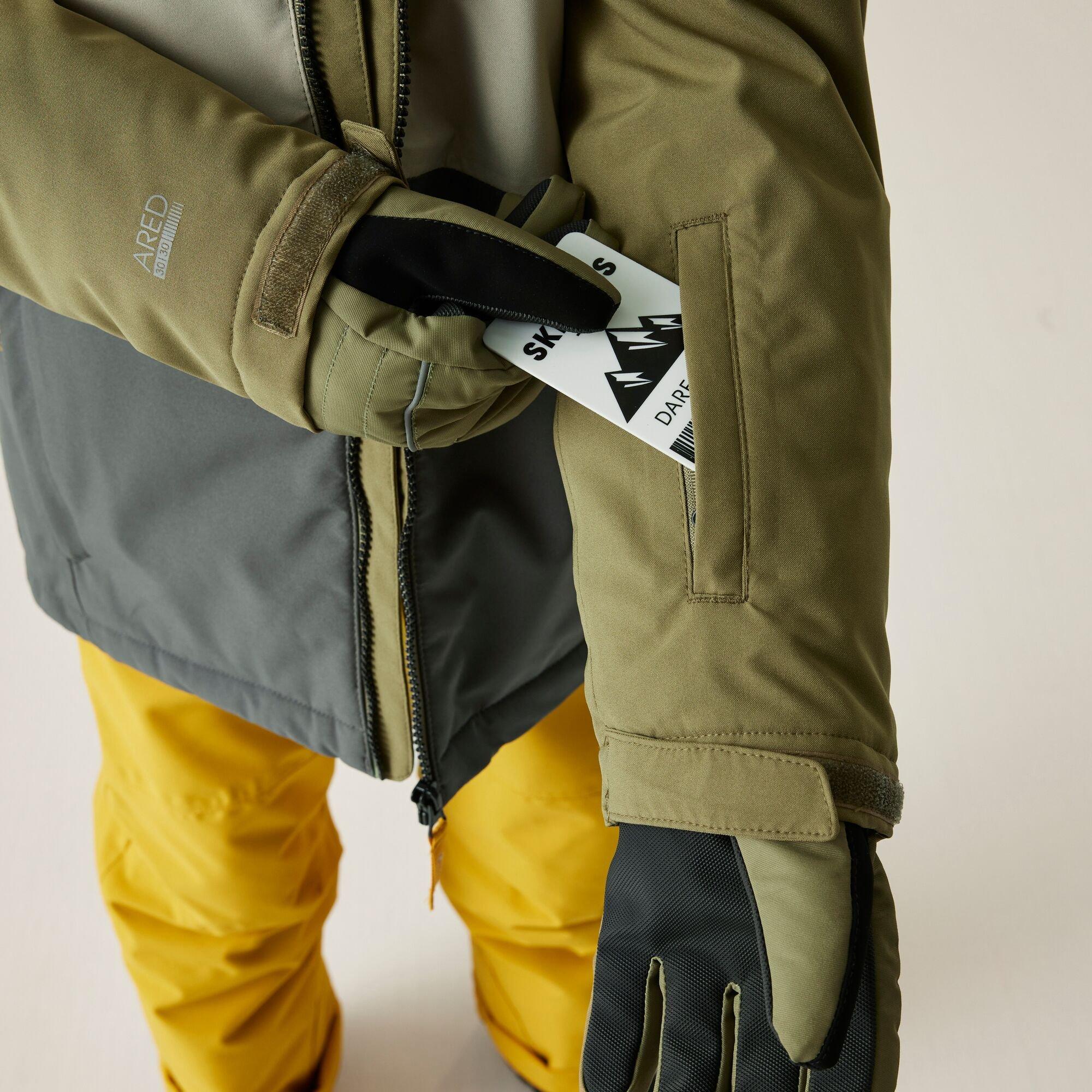 Olive Green - Dare 2b - Unisex Kids Send It! Ski Insulated Waterproof Jacket - 8