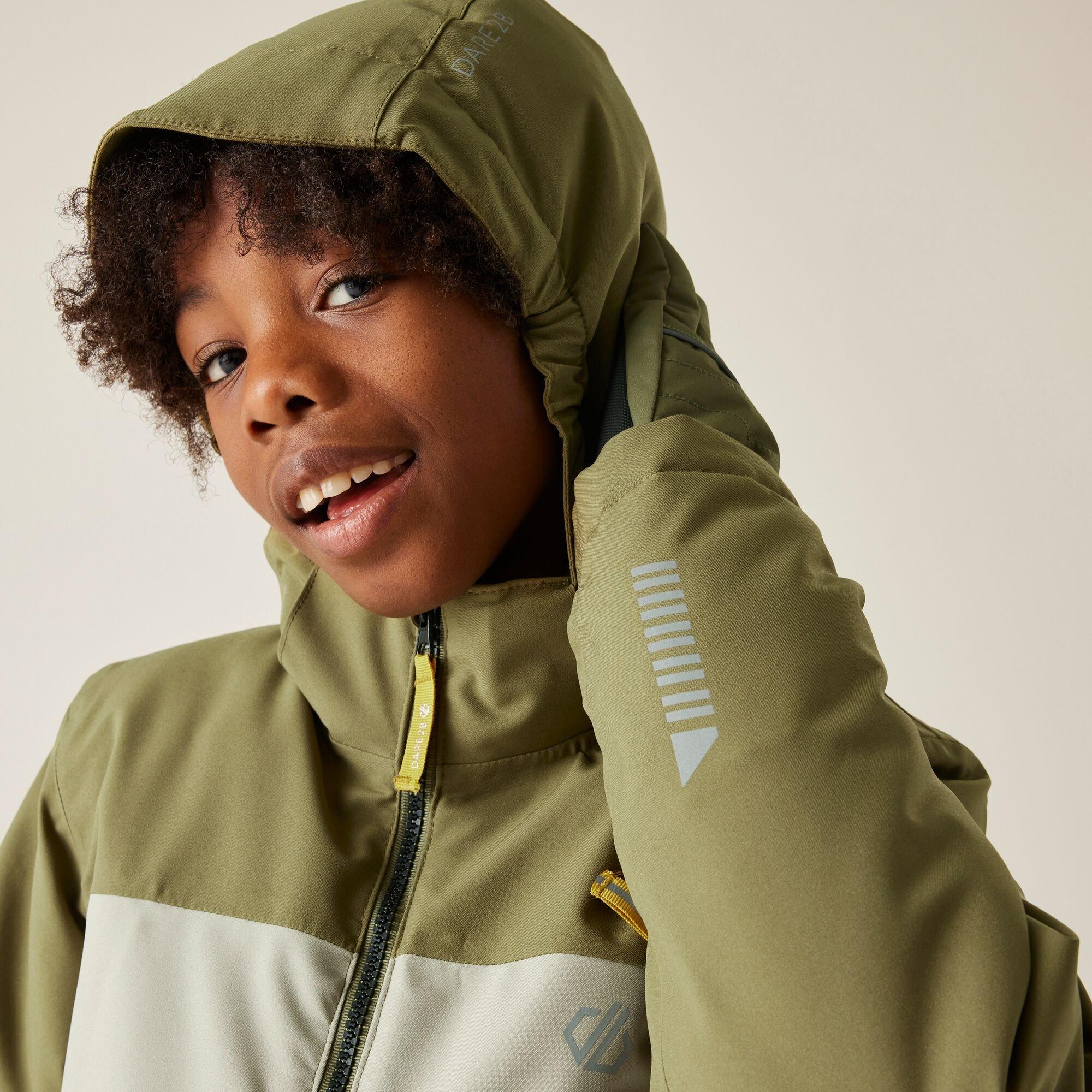 Olive Green - Dare 2b - Unisex Kids Send It! Ski Insulated Waterproof Jacket - 9