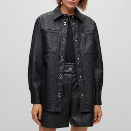 Boss Monogram Embossed Button-Up Shirt