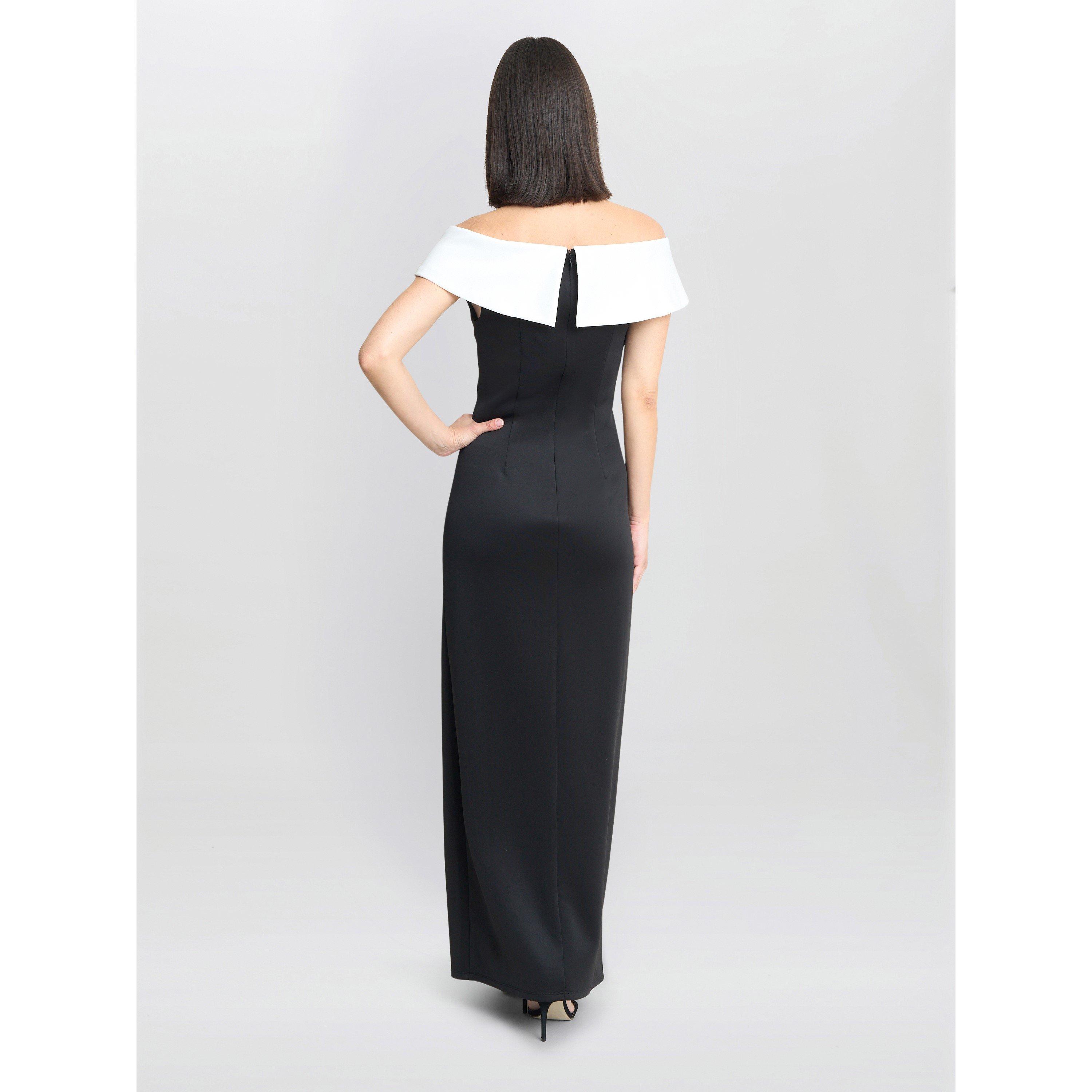 Black / Ivory - Gina Bacconi - Sadie Off The Shoulder Maxi Dress - 2
