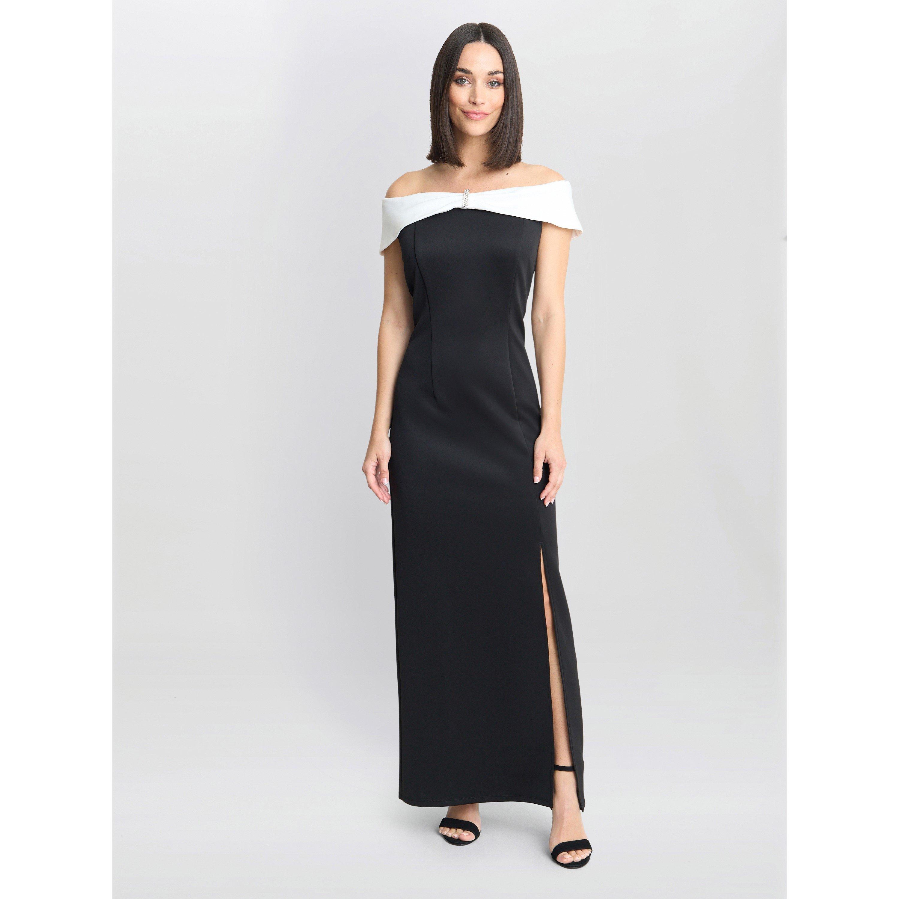 Black / Ivory - Gina Bacconi - Sadie Off The Shoulder Maxi Dress - 3