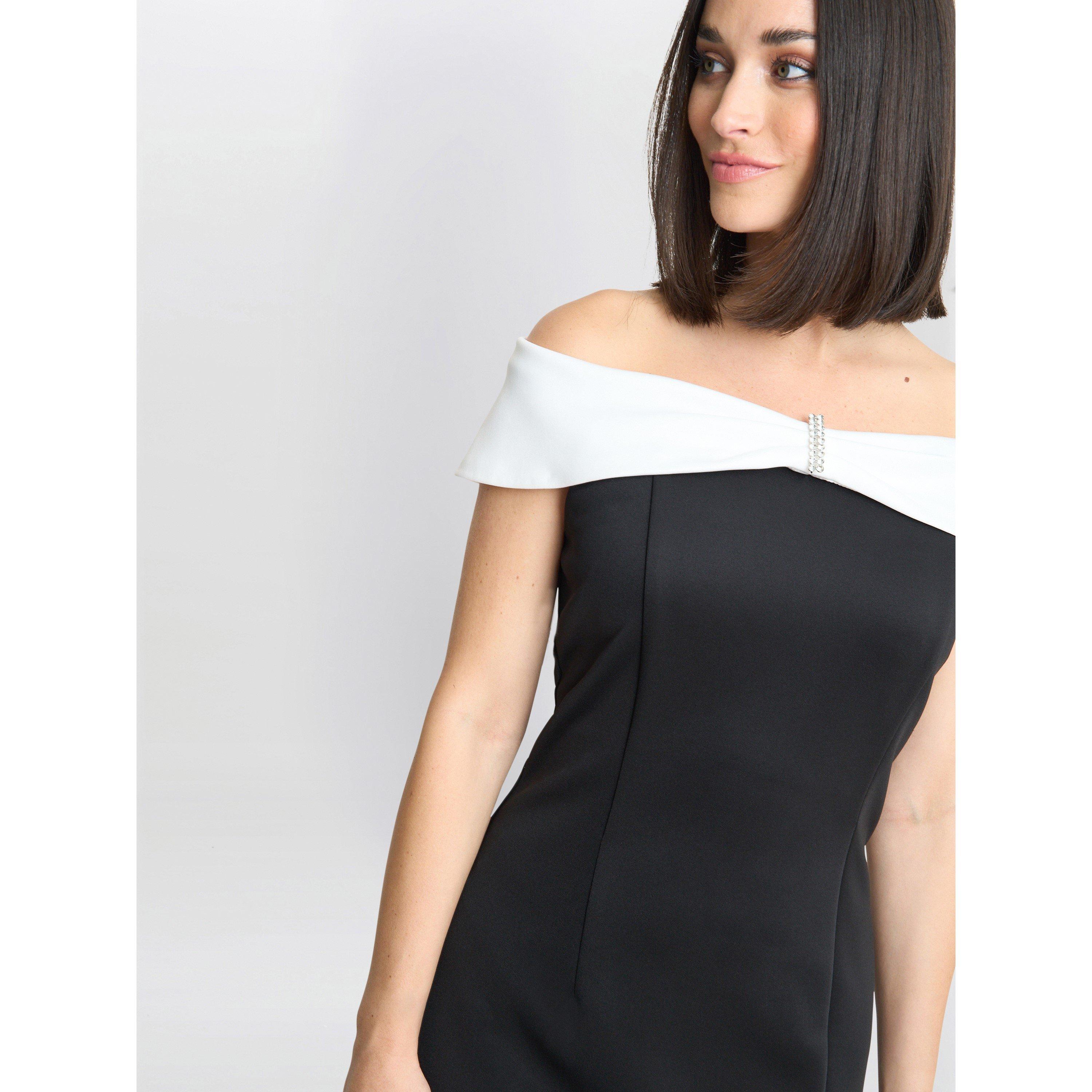 Black / Ivory - Gina Bacconi - Sadie Off The Shoulder Maxi Dress - 5