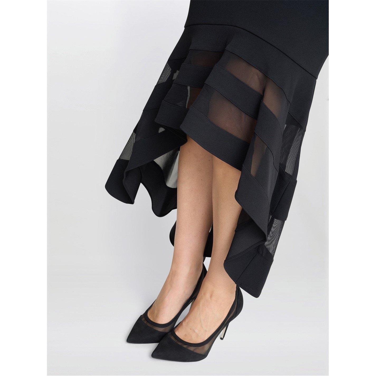 Black - Gina Bacconi - Molly V Neck Illusioned Hem Dress - 9