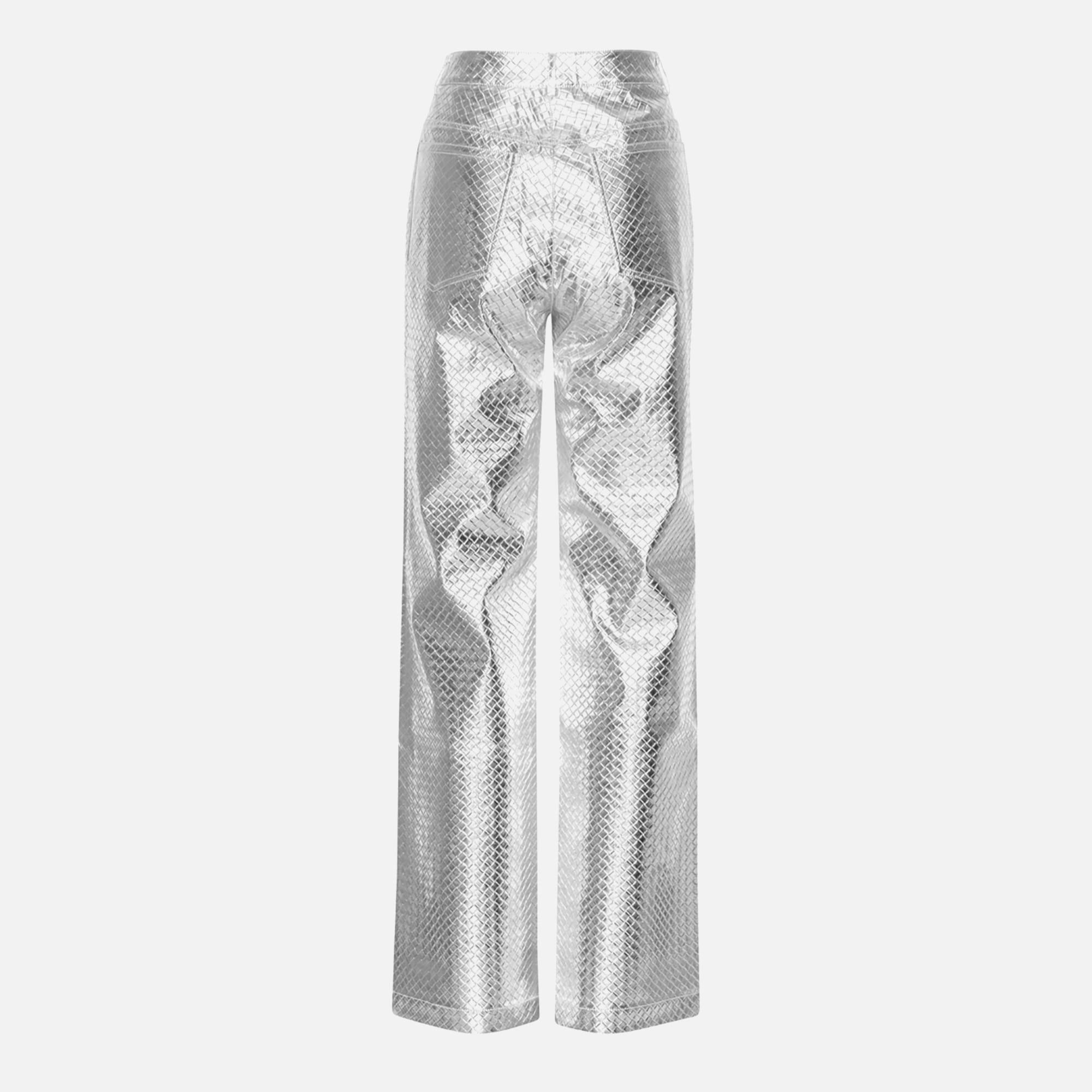 Silver - ROTATE Birger Christensen - Braided Straight Pants - 2