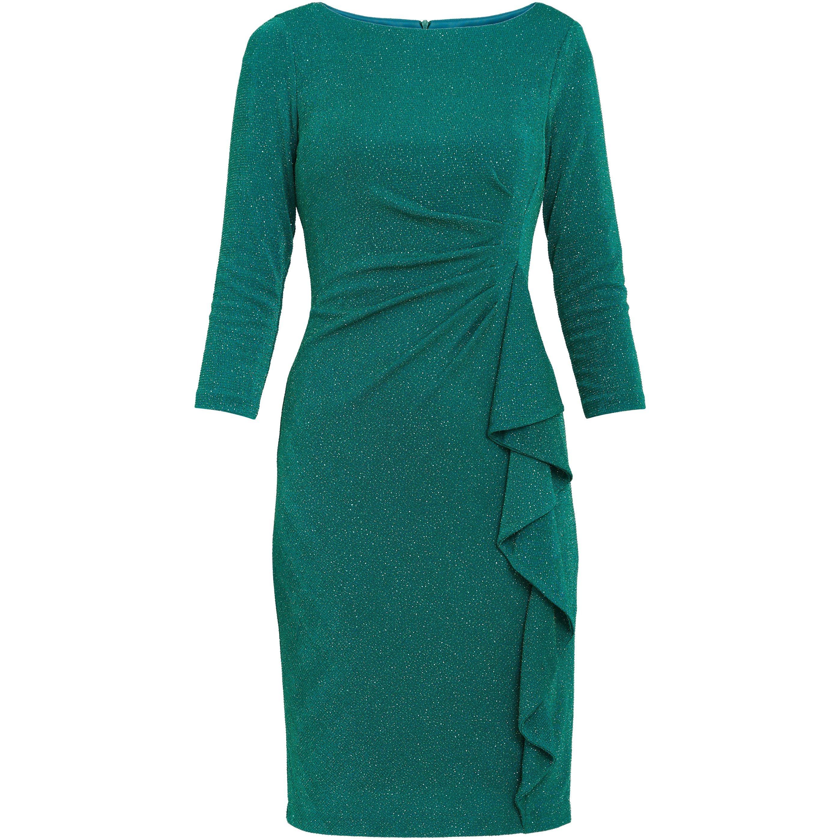 Green - Gina Bacconi - Women's Anna Puff Glitter Knitted Shift Dress - 4