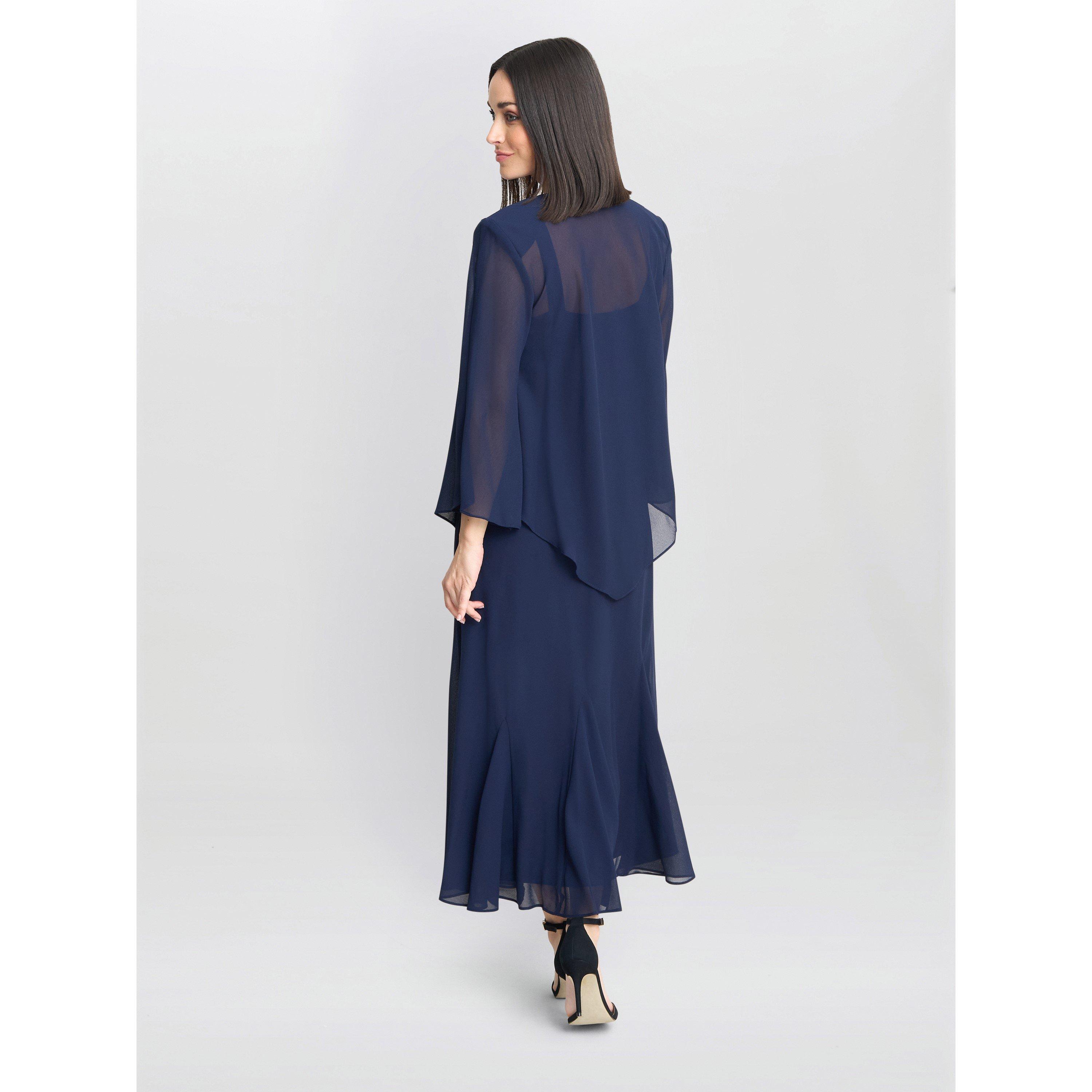 Navy - Gina Bacconi - Lorna Beaded Chiffon Dress And Jacket - 2