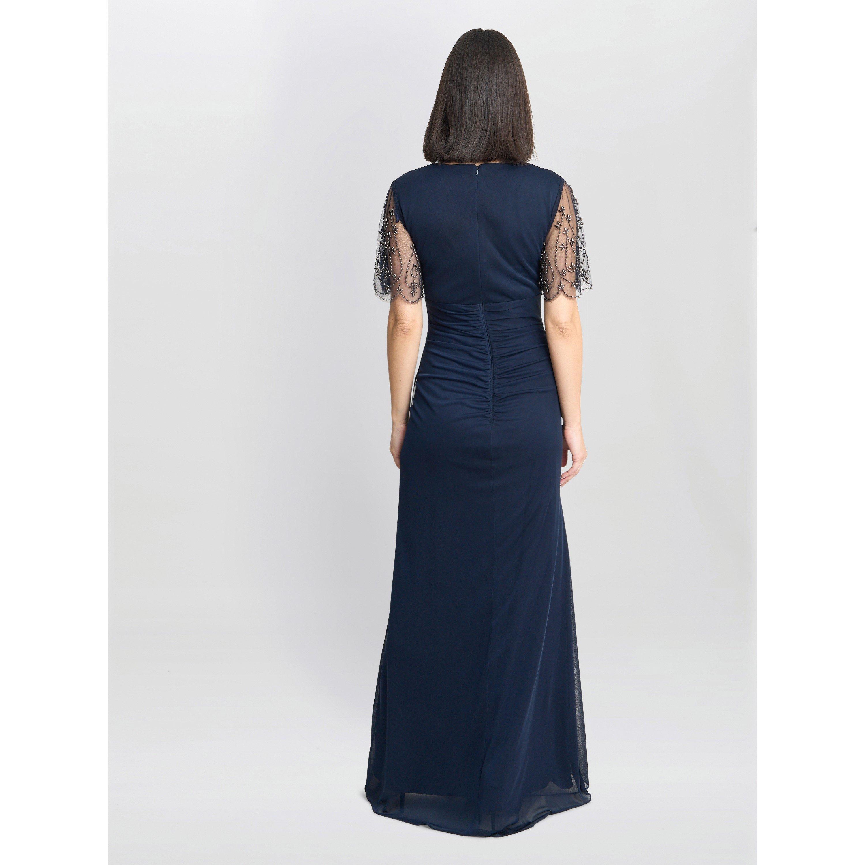 Navy - Gina Bacconi - Josephine V Neck Maxi Dress - 2