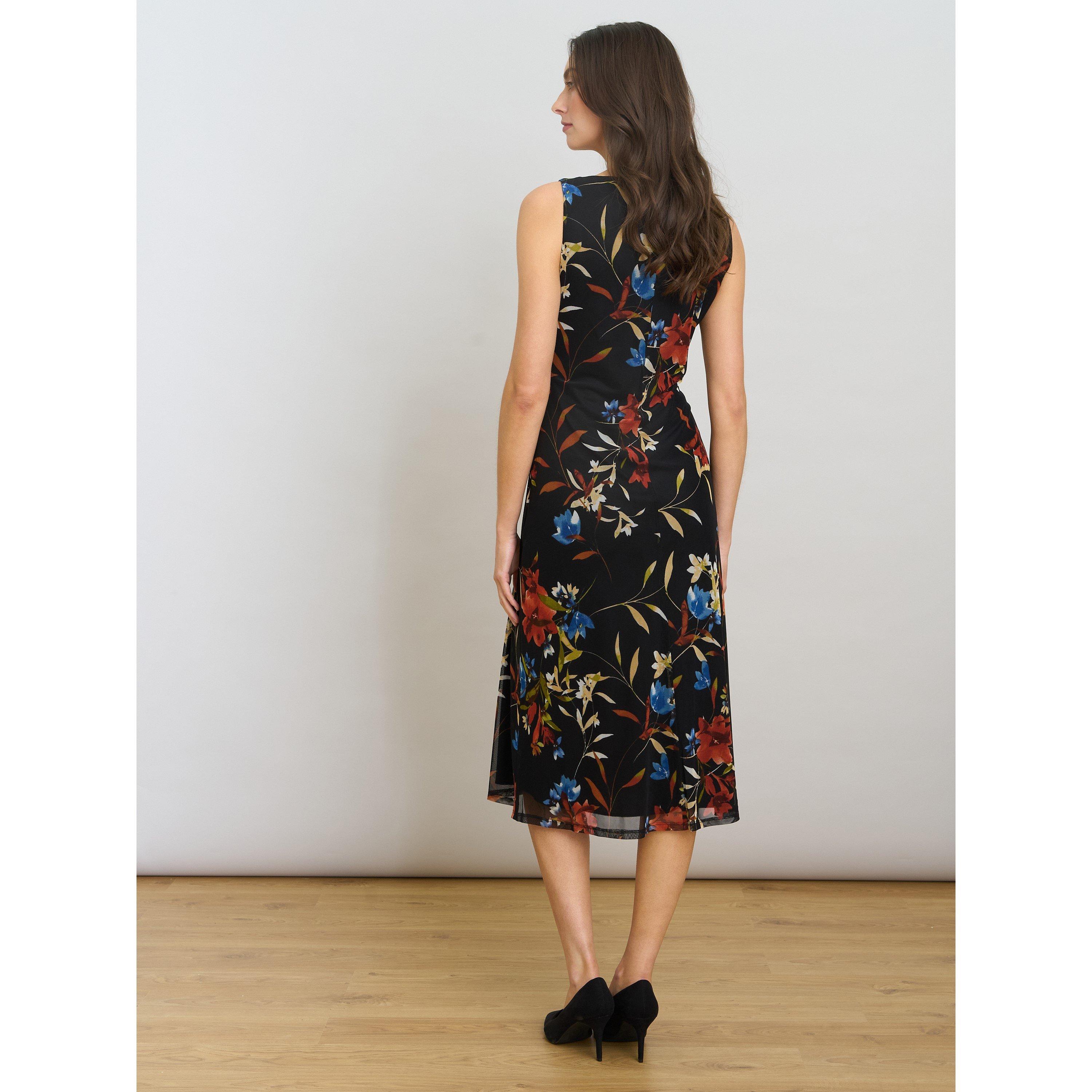 Black / Multi - Gina Bacconi - Sleeveless Floral Dress - 3