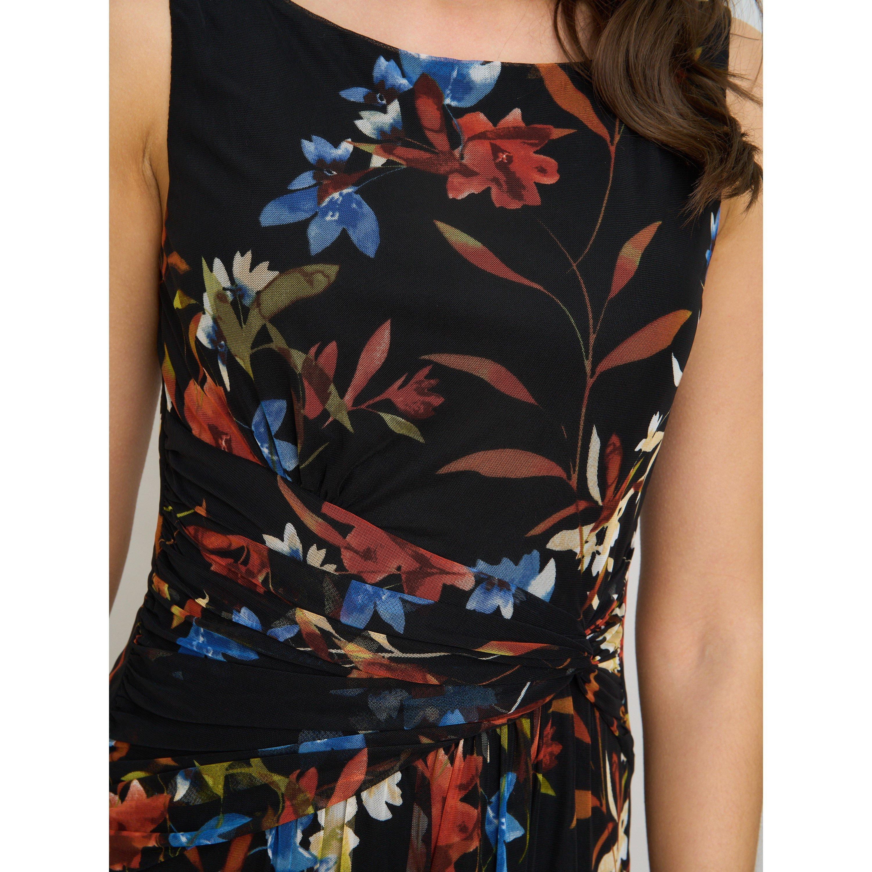Black / Multi - Gina Bacconi - Sleeveless Floral Dress - 5