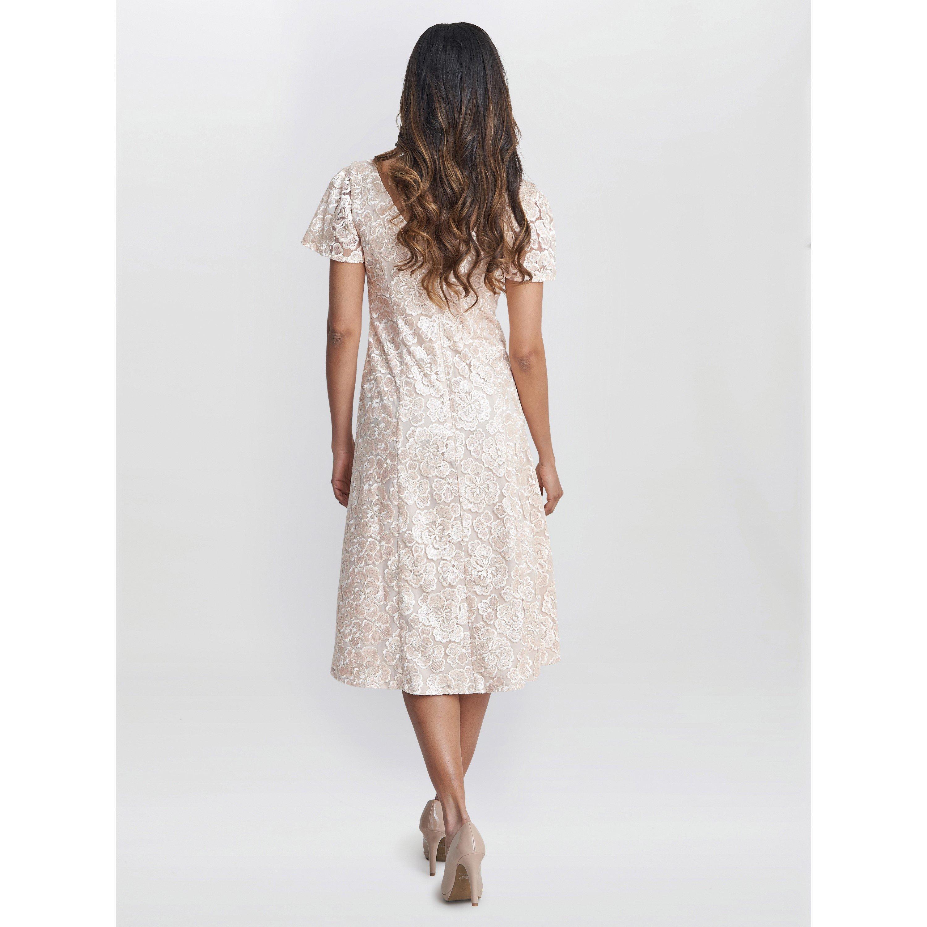 Blush - Gina Bacconi - Mylene Embroidered Floral A-Line Dress - 2