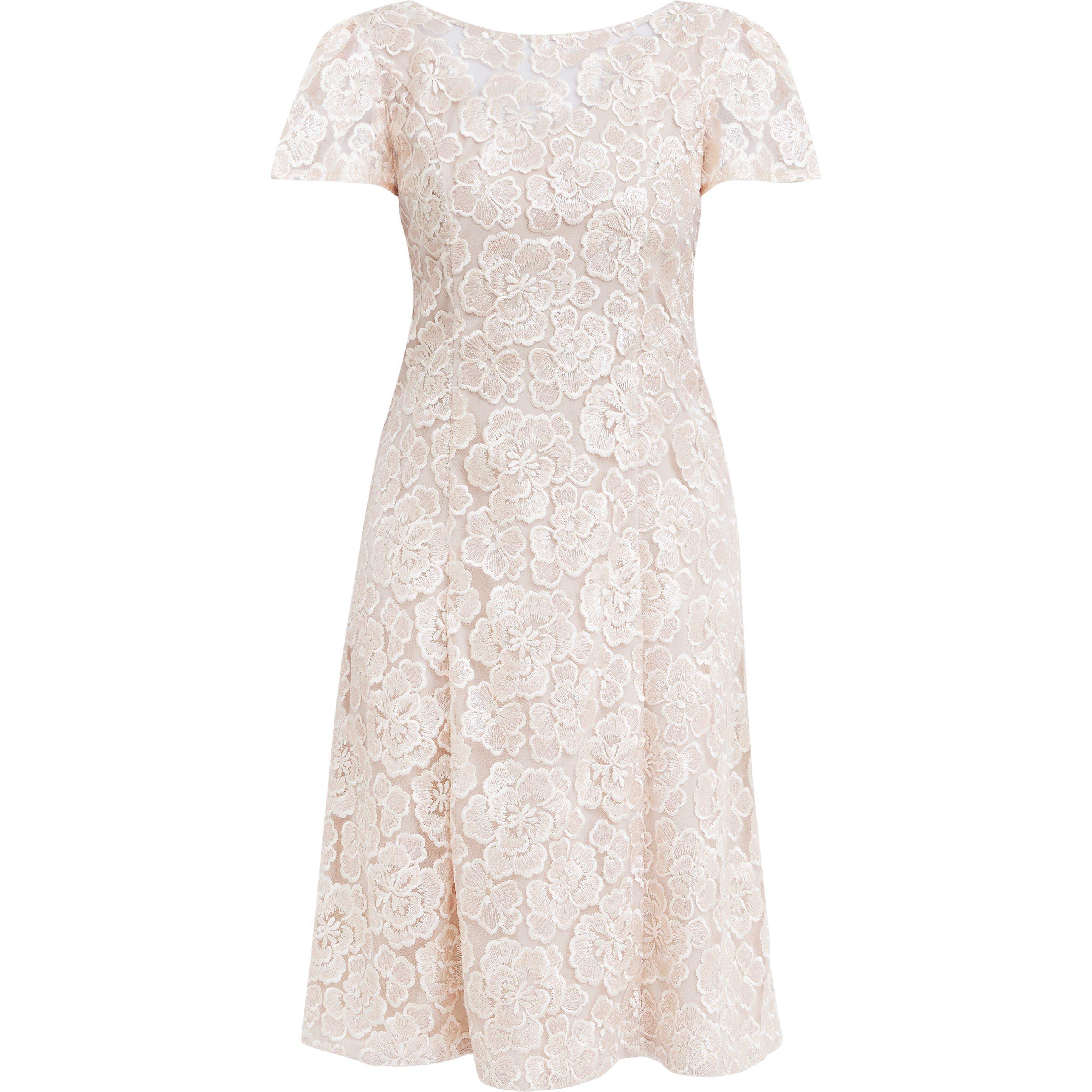 Blush - Gina Bacconi - Mylene Embroidered Floral A-Line Dress - 4