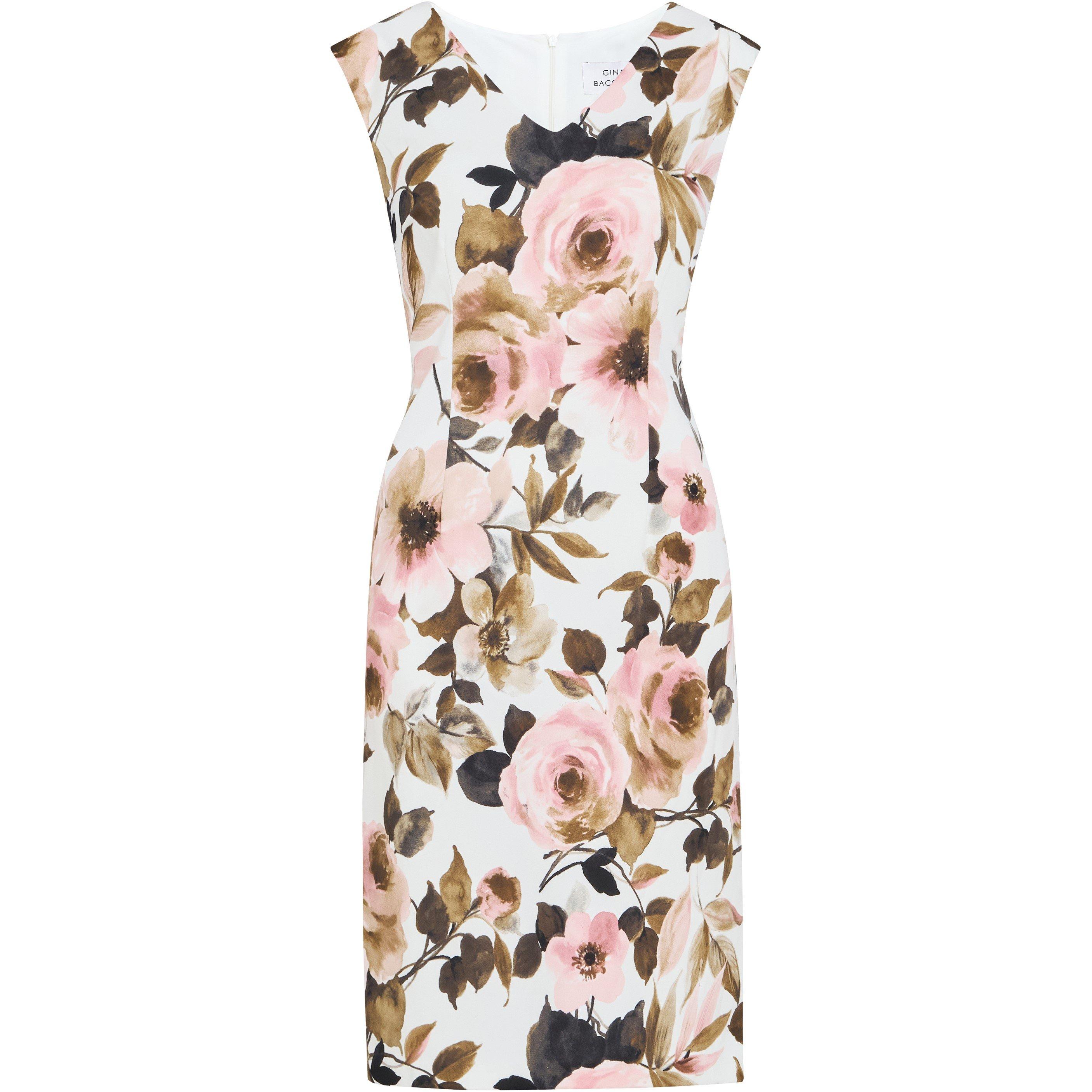 Ivory / Multi - Gina Bacconi - Jolene Floral Print Scuba Dress - 4