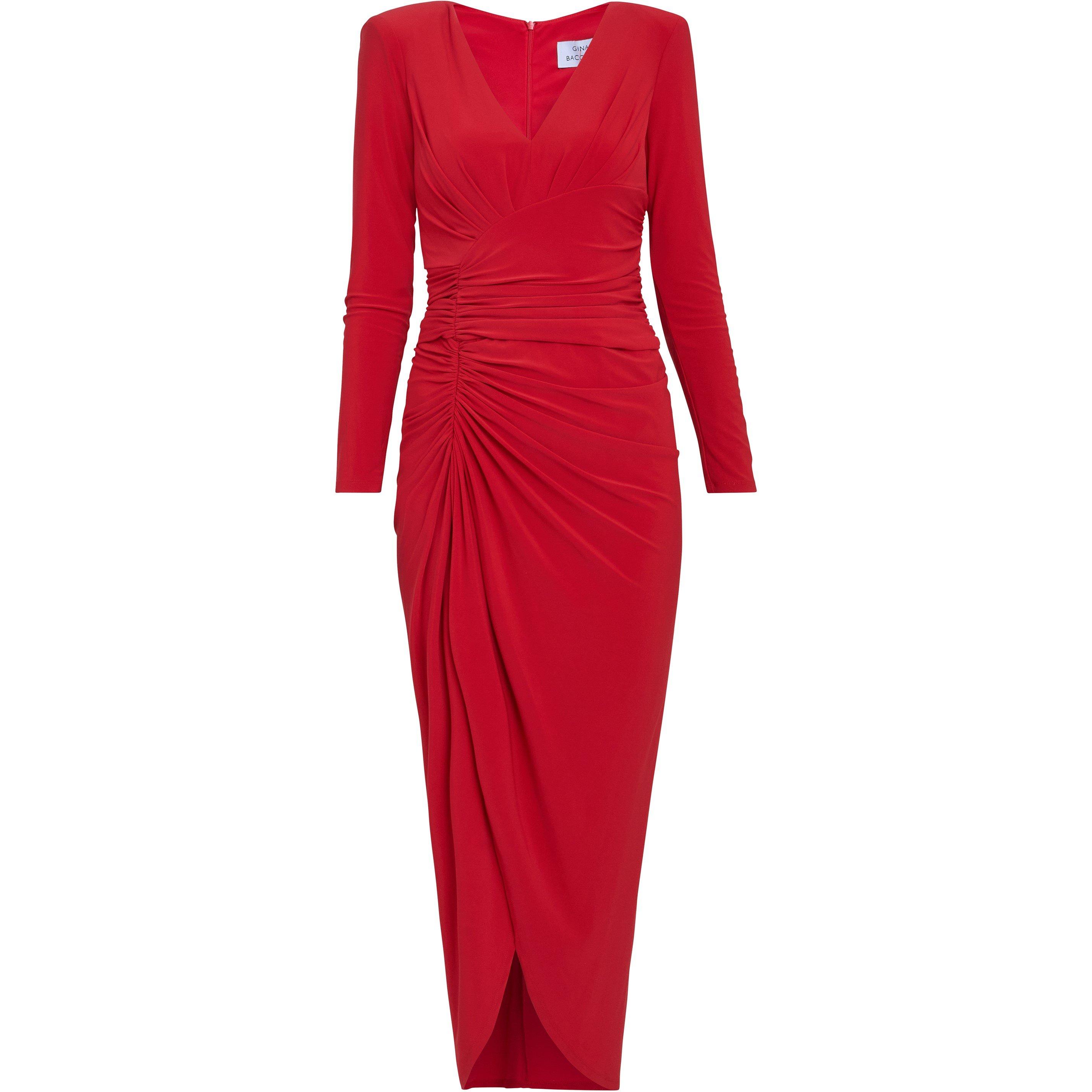 Red - Gina Bacconi - Women's Julianna Jersey Wrap Dress - 4